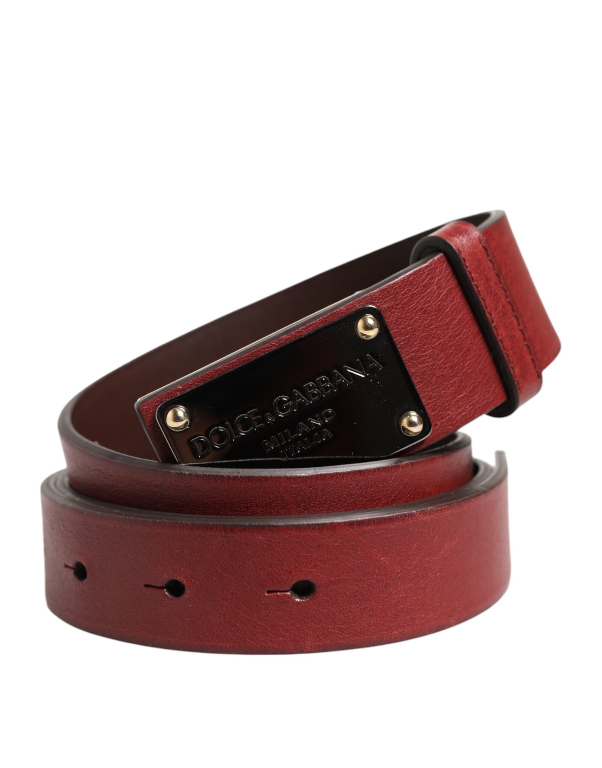 Ceinture classique en cuir marron Dolce &amp; Gabbana avec boucle en métal et logo