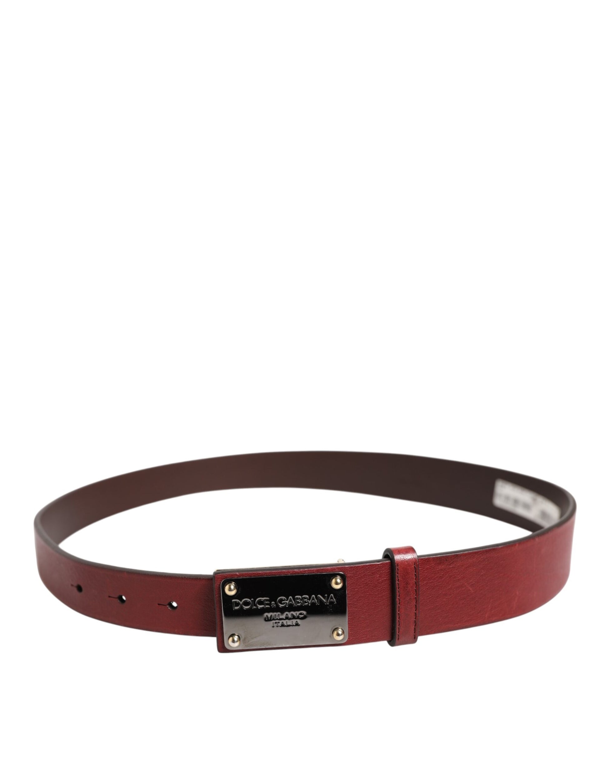 Ceinture classique en cuir marron Dolce &amp; Gabbana avec boucle en métal et logo