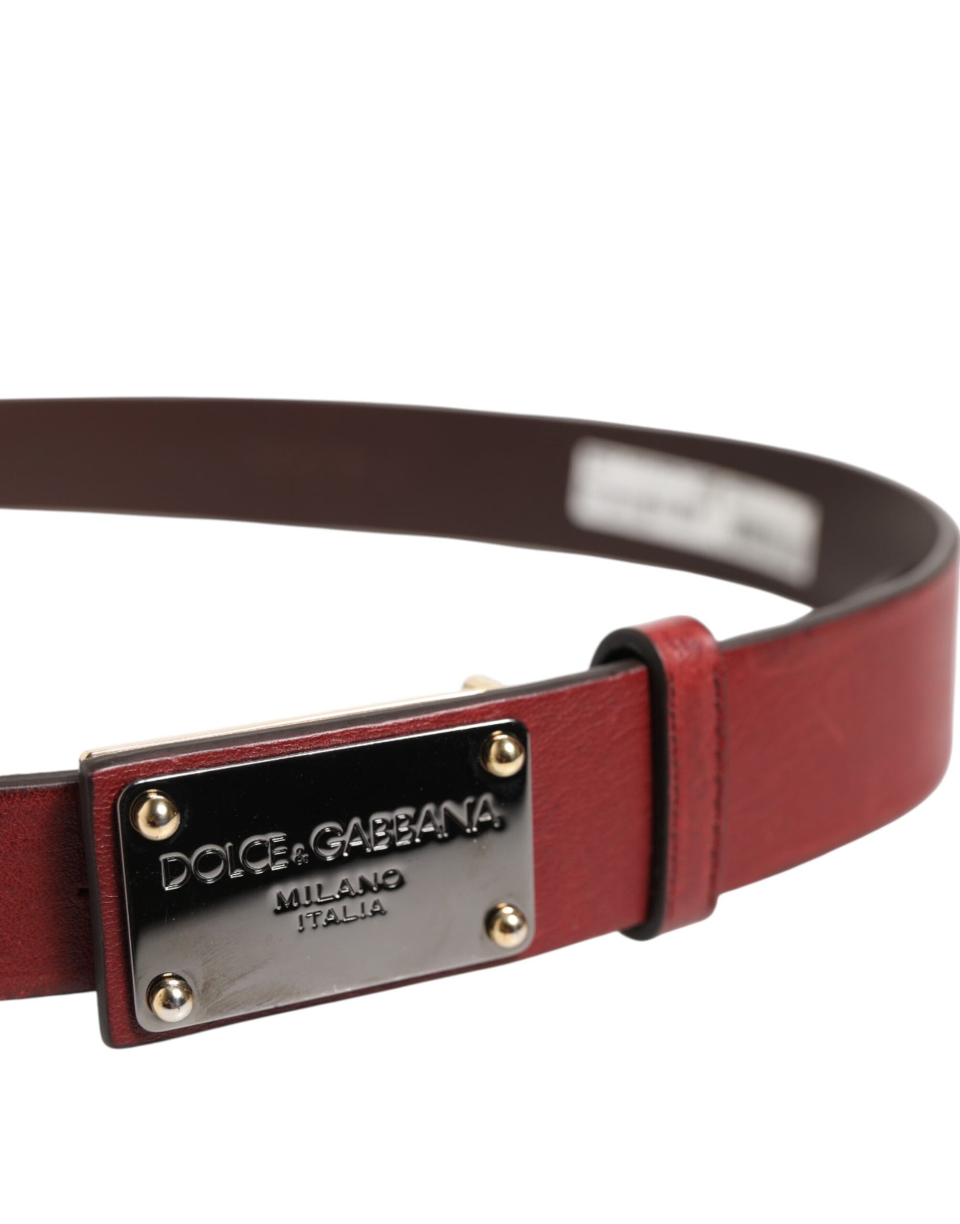 Ceinture classique en cuir marron Dolce &amp; Gabbana avec boucle en métal et logo