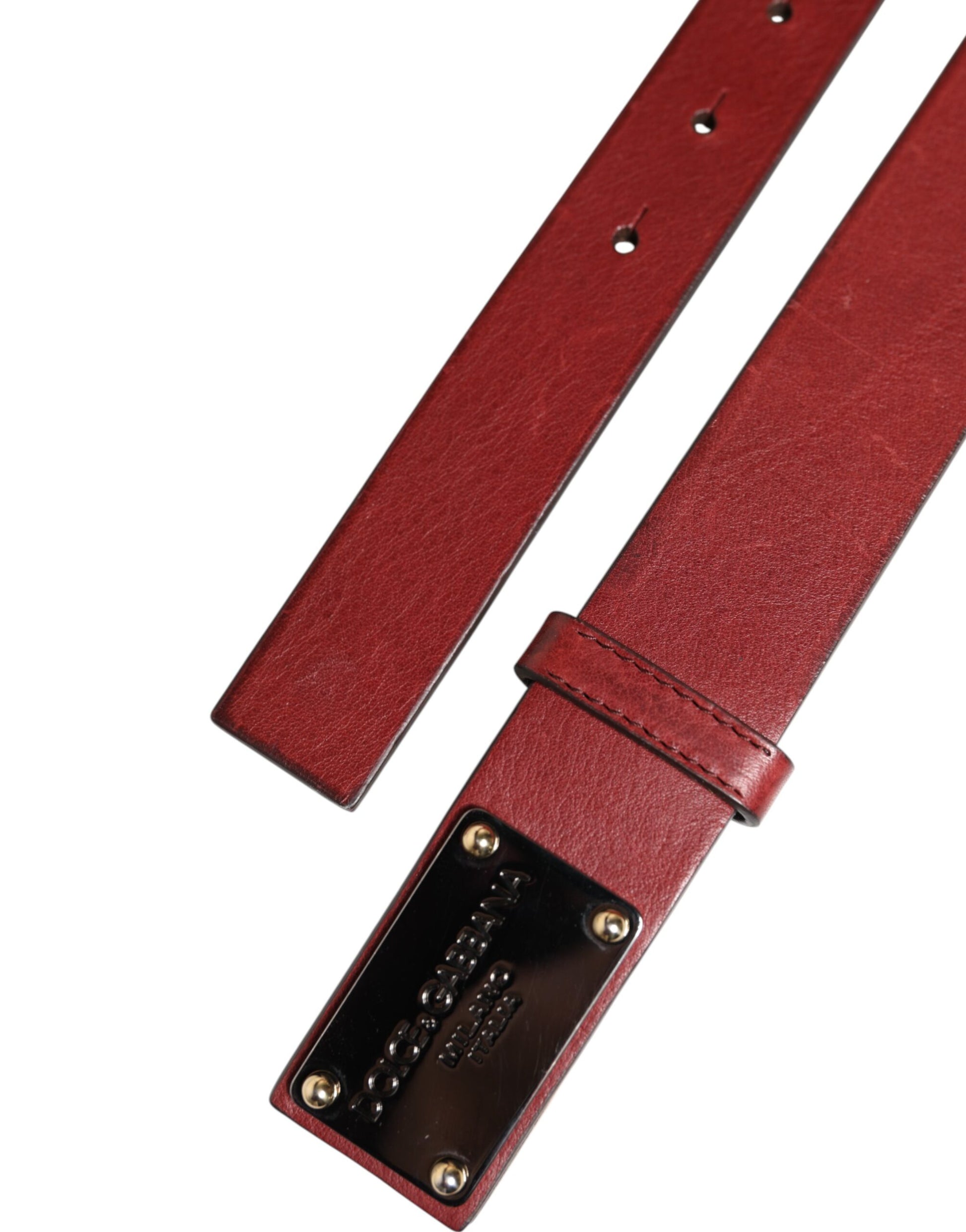 Ceinture classique en cuir marron Dolce &amp; Gabbana avec boucle en métal et logo