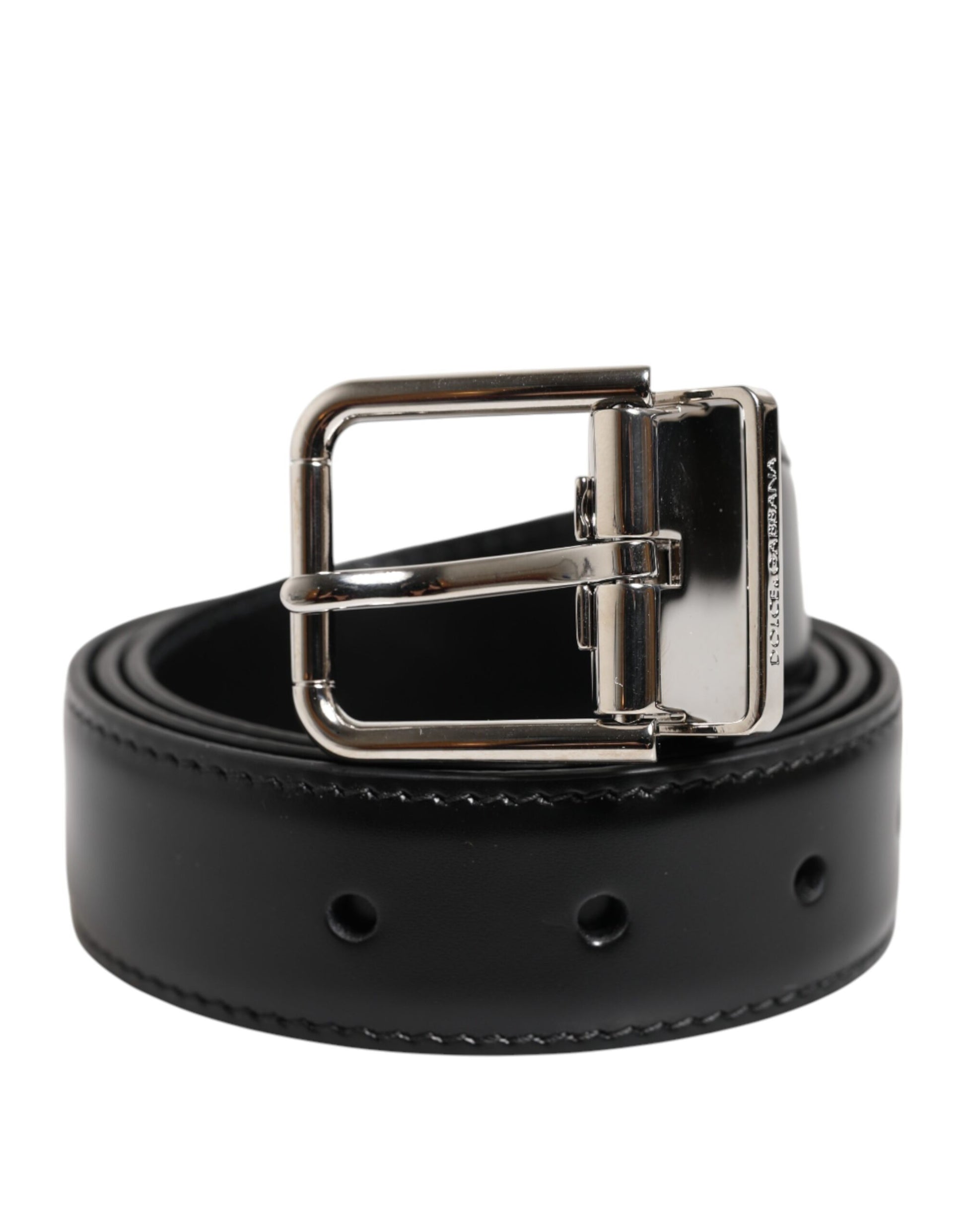 Ceinture classique en cuir noir Dolce &amp; Gabbana avec boucle en métal