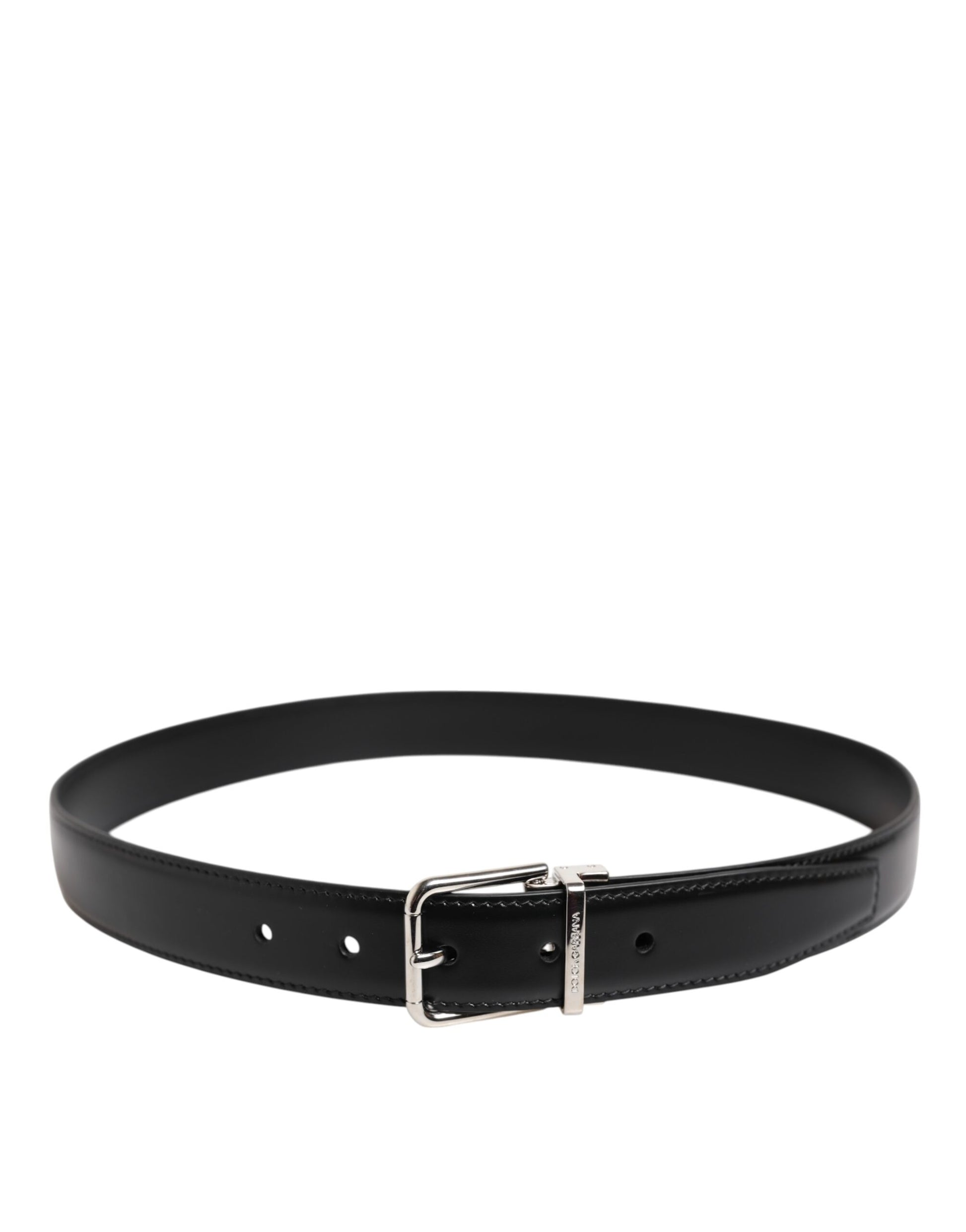 Ceinture classique en cuir noir Dolce &amp; Gabbana avec boucle en métal