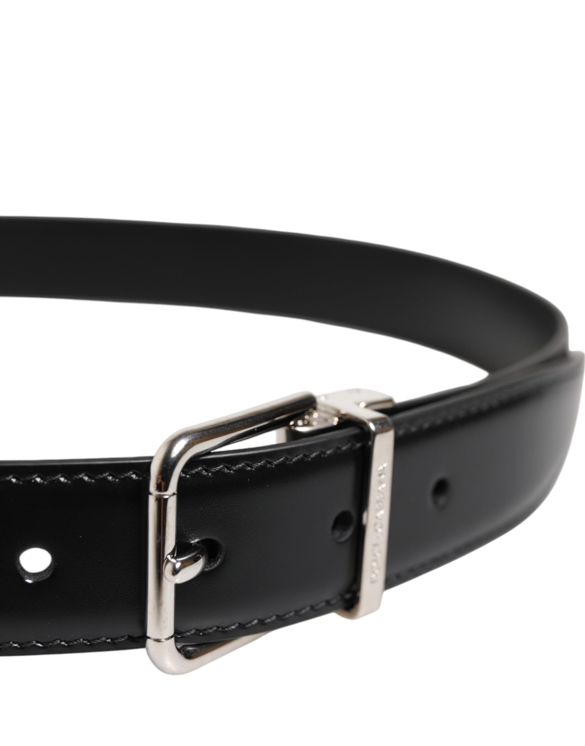 Ceinture classique en cuir noir Dolce &amp; Gabbana avec boucle en métal