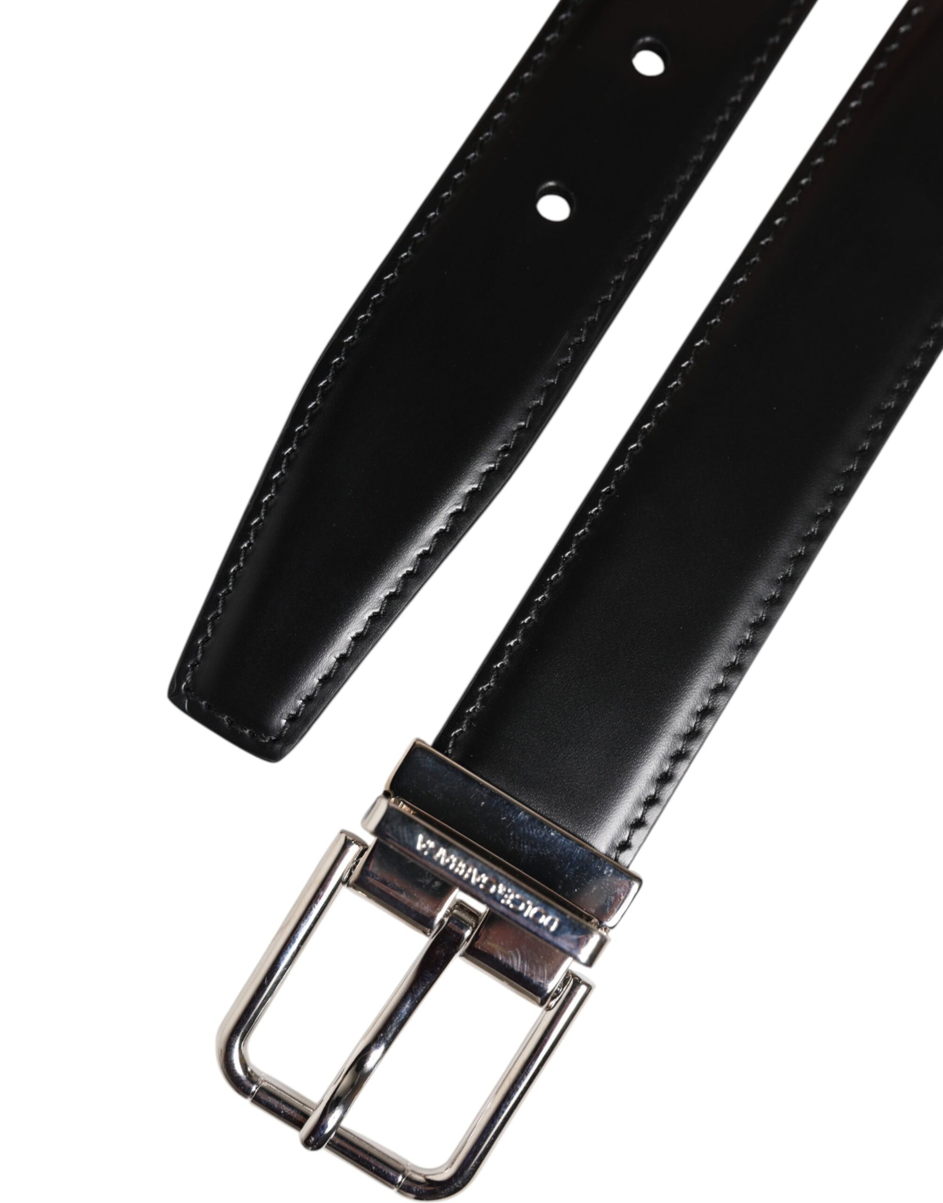Ceinture classique en cuir noir Dolce &amp; Gabbana avec boucle en métal