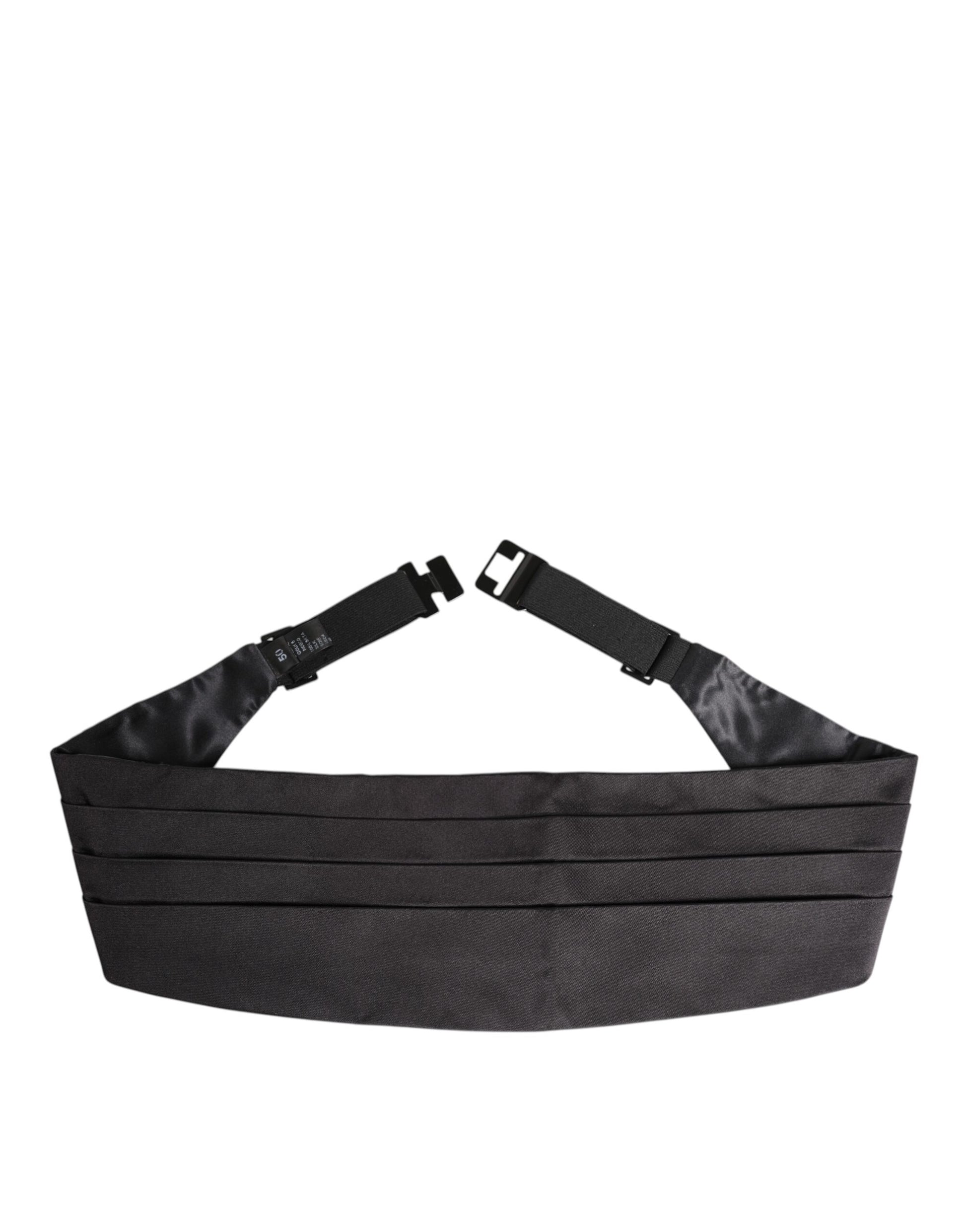 Ceinture large 100 % soie noire Dolce &amp; Gabbana pour homme