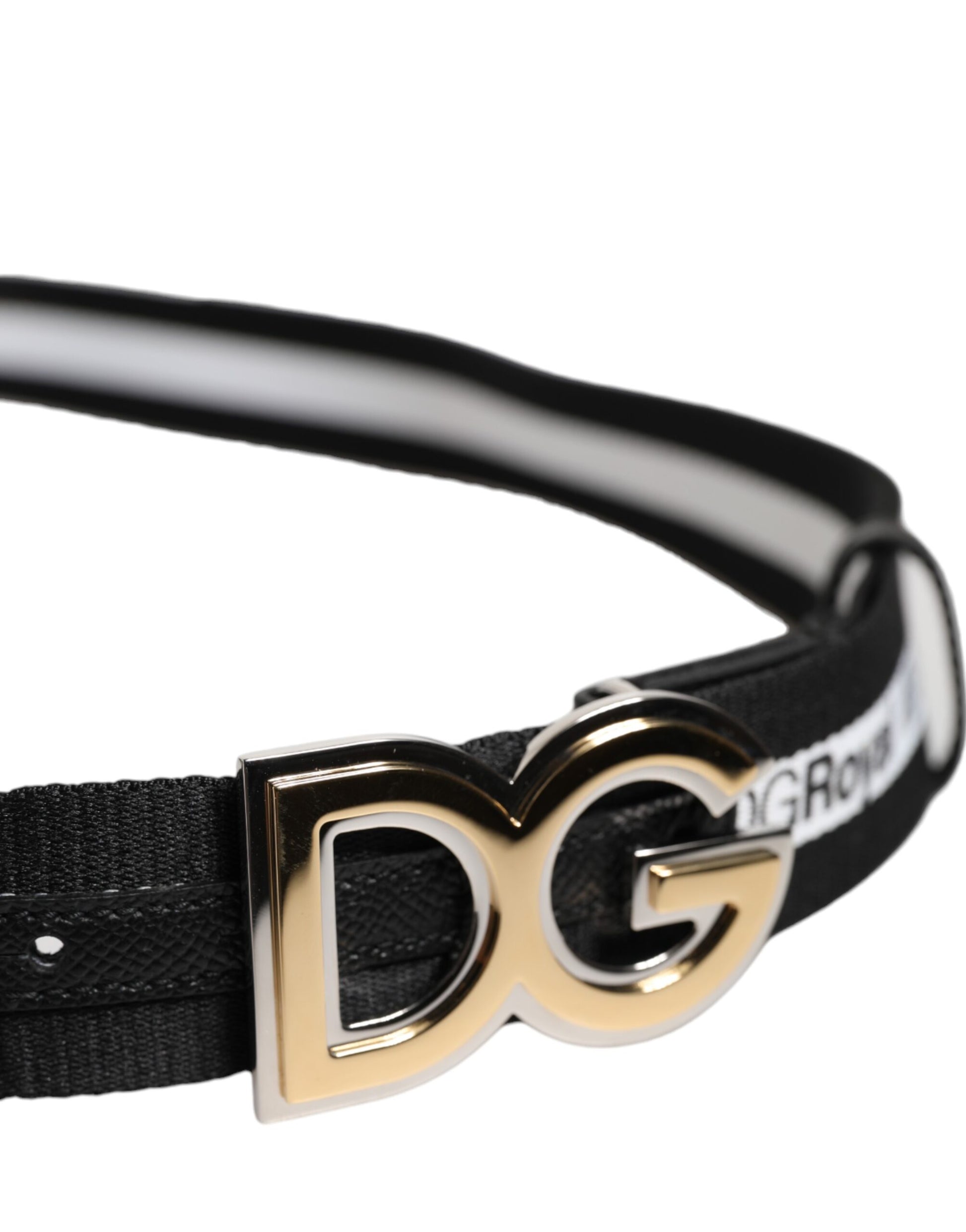 Ceinture Dolce &amp; Gabbana en coton noir avec logo DG et boucle dorée