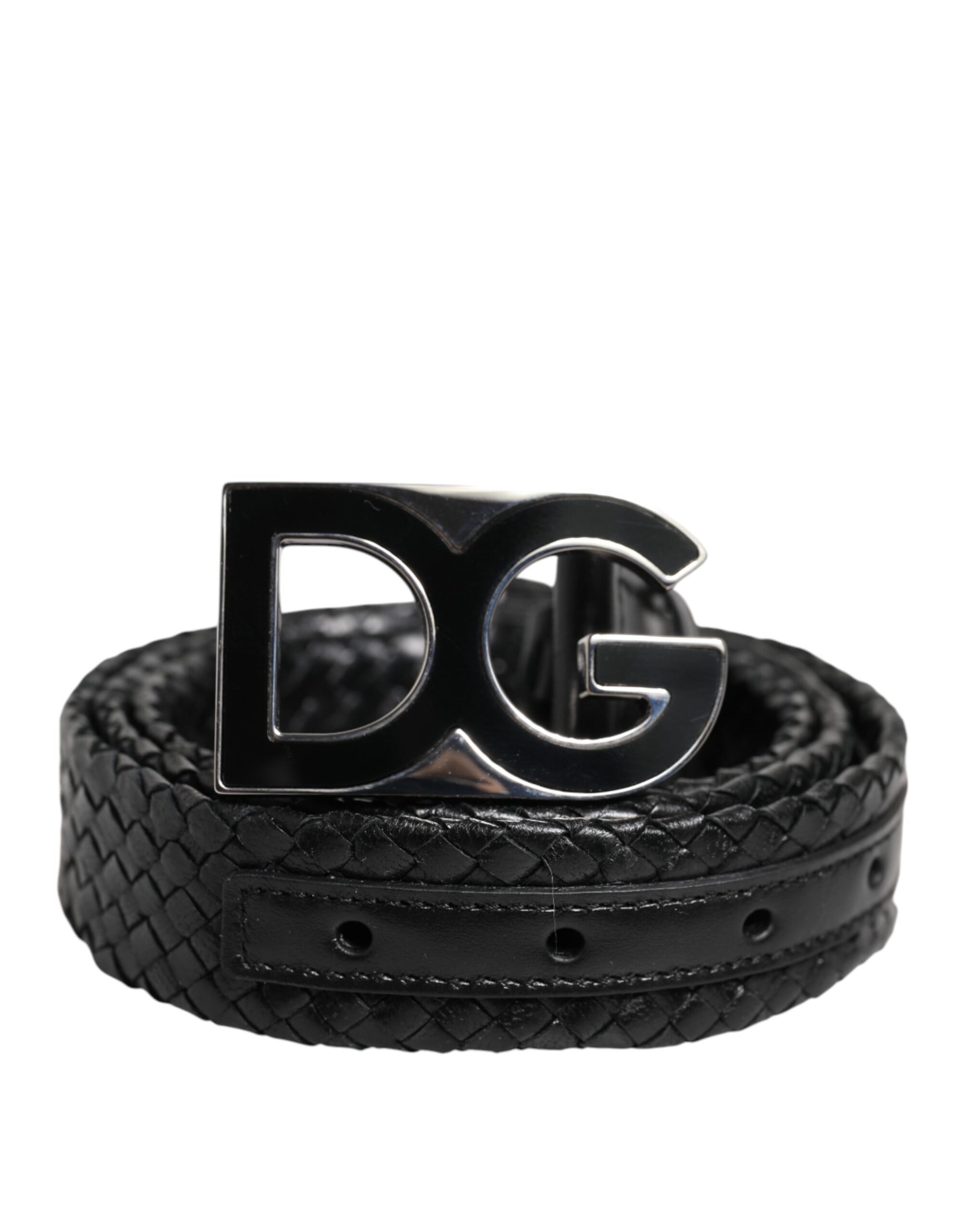Ceinture classique en cuir noir Dolce &amp; Gabbana avec boucle logo DG