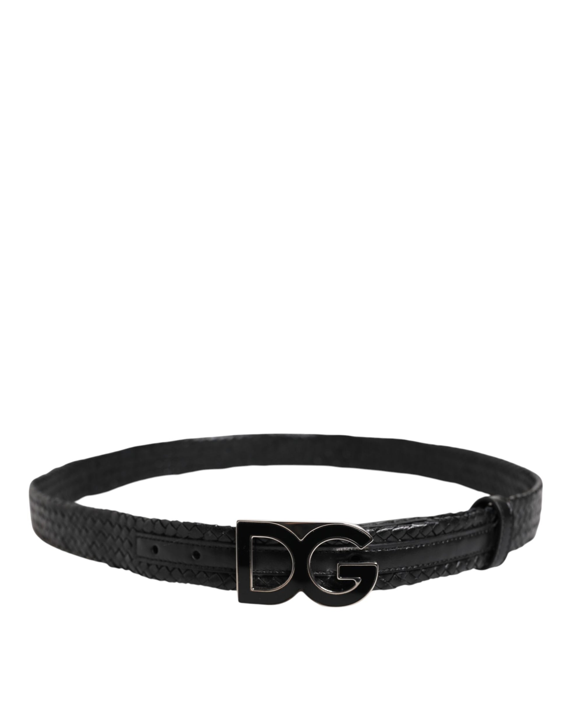 Ceinture classique en cuir noir Dolce &amp; Gabbana avec boucle logo DG
