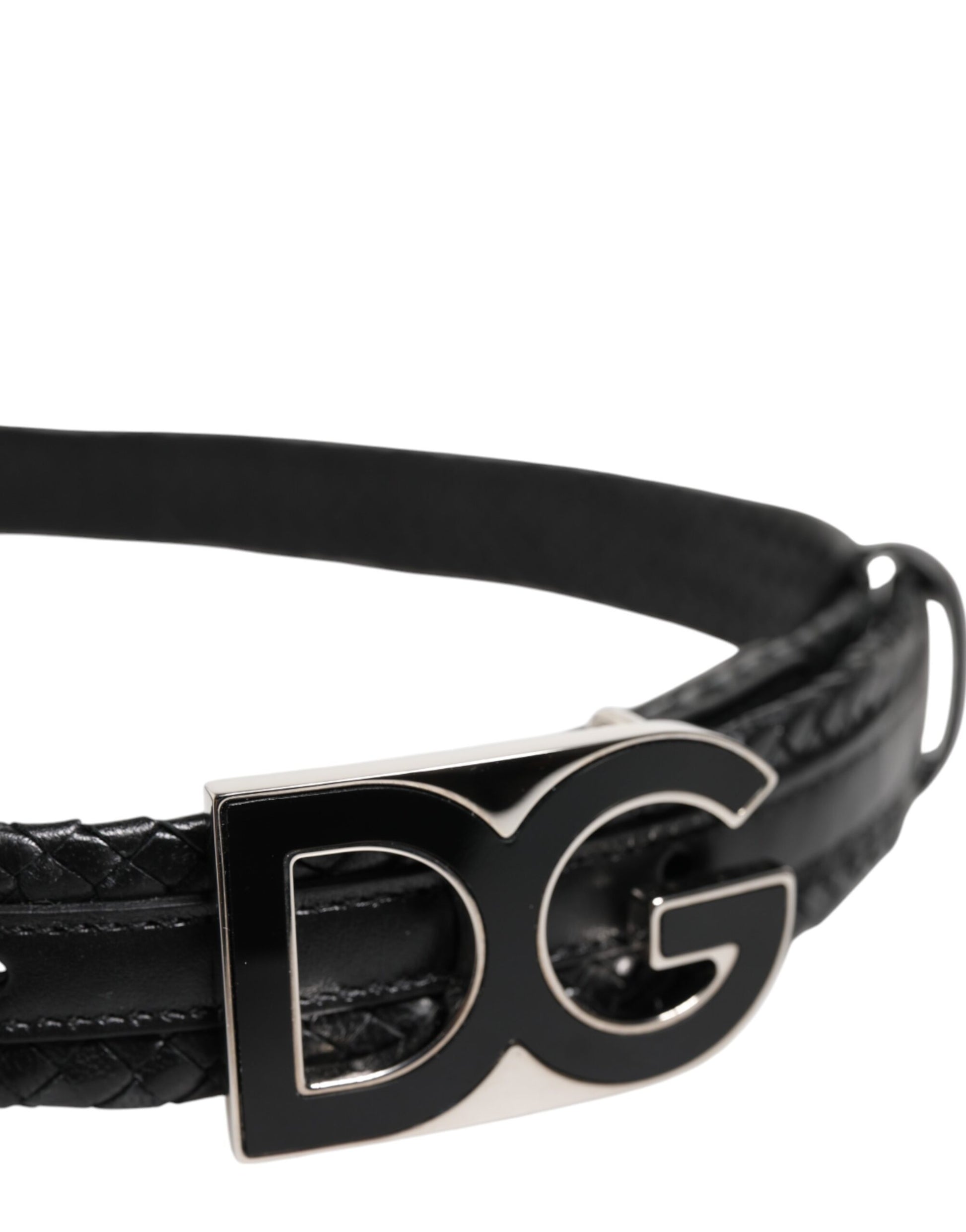 Ceinture classique en cuir noir Dolce &amp; Gabbana avec boucle logo DG