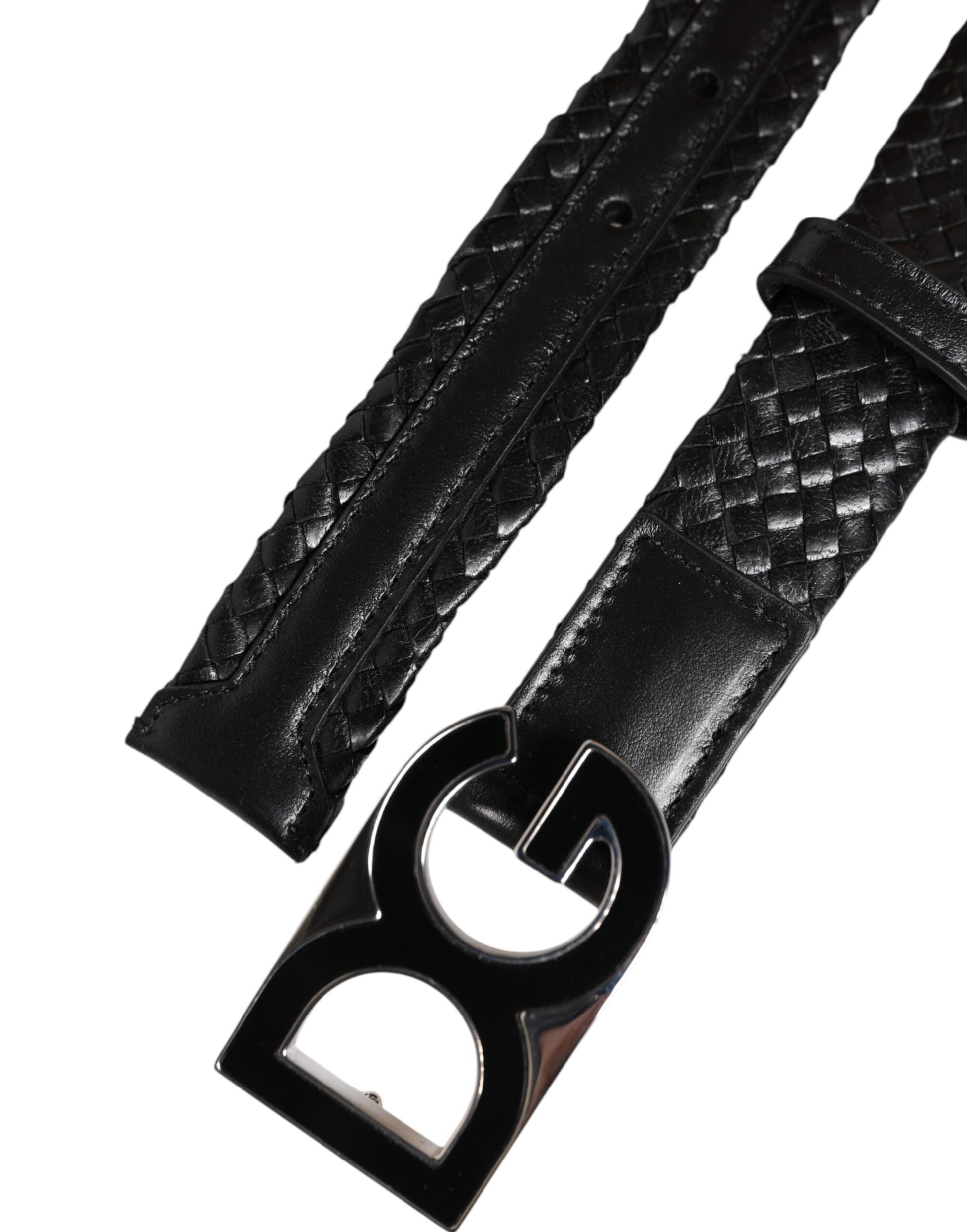 Ceinture classique en cuir noir Dolce &amp; Gabbana avec boucle logo DG