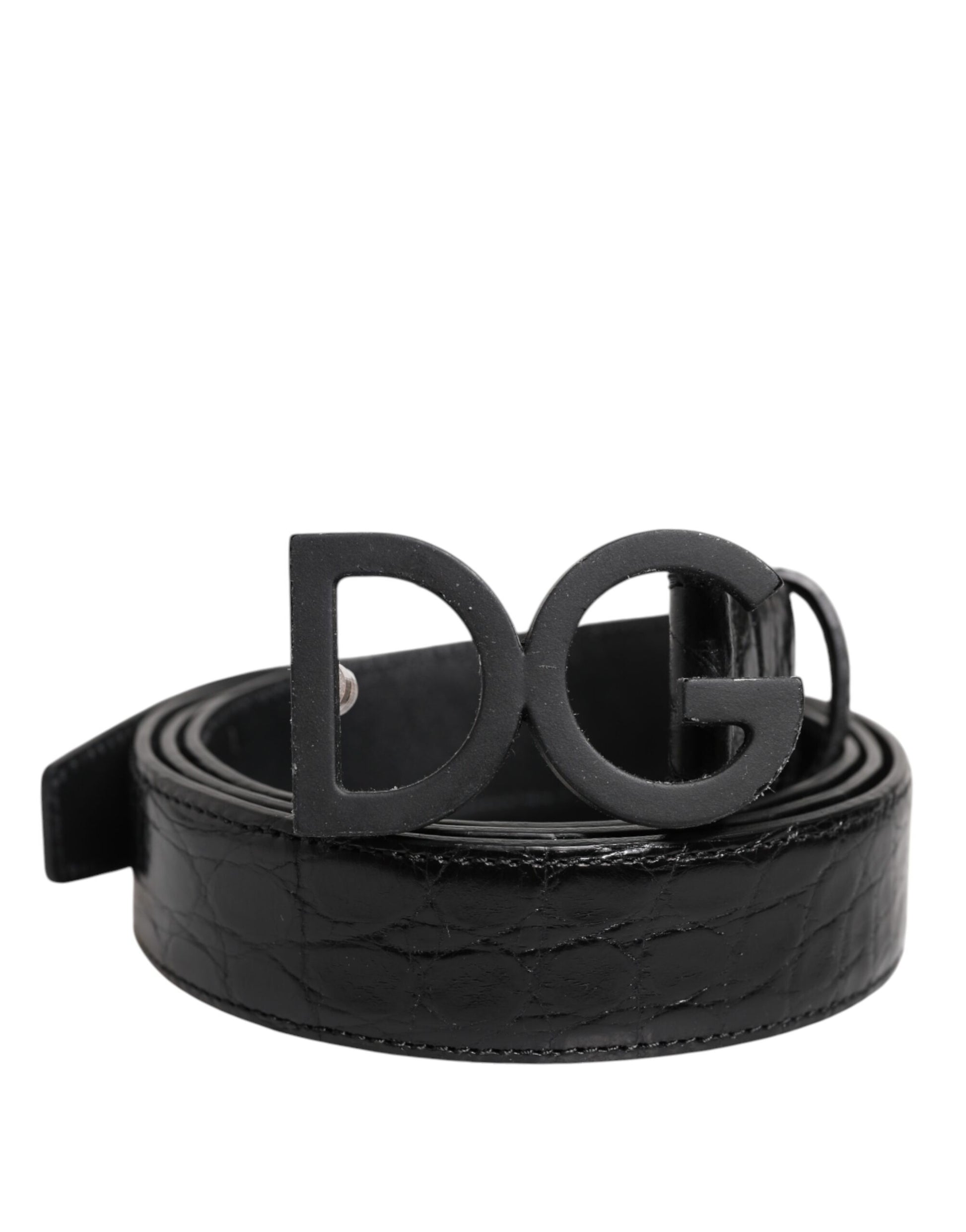 Ceinture classique en cuir noir Dolce &amp; Gabbana avec boucle DG en métal