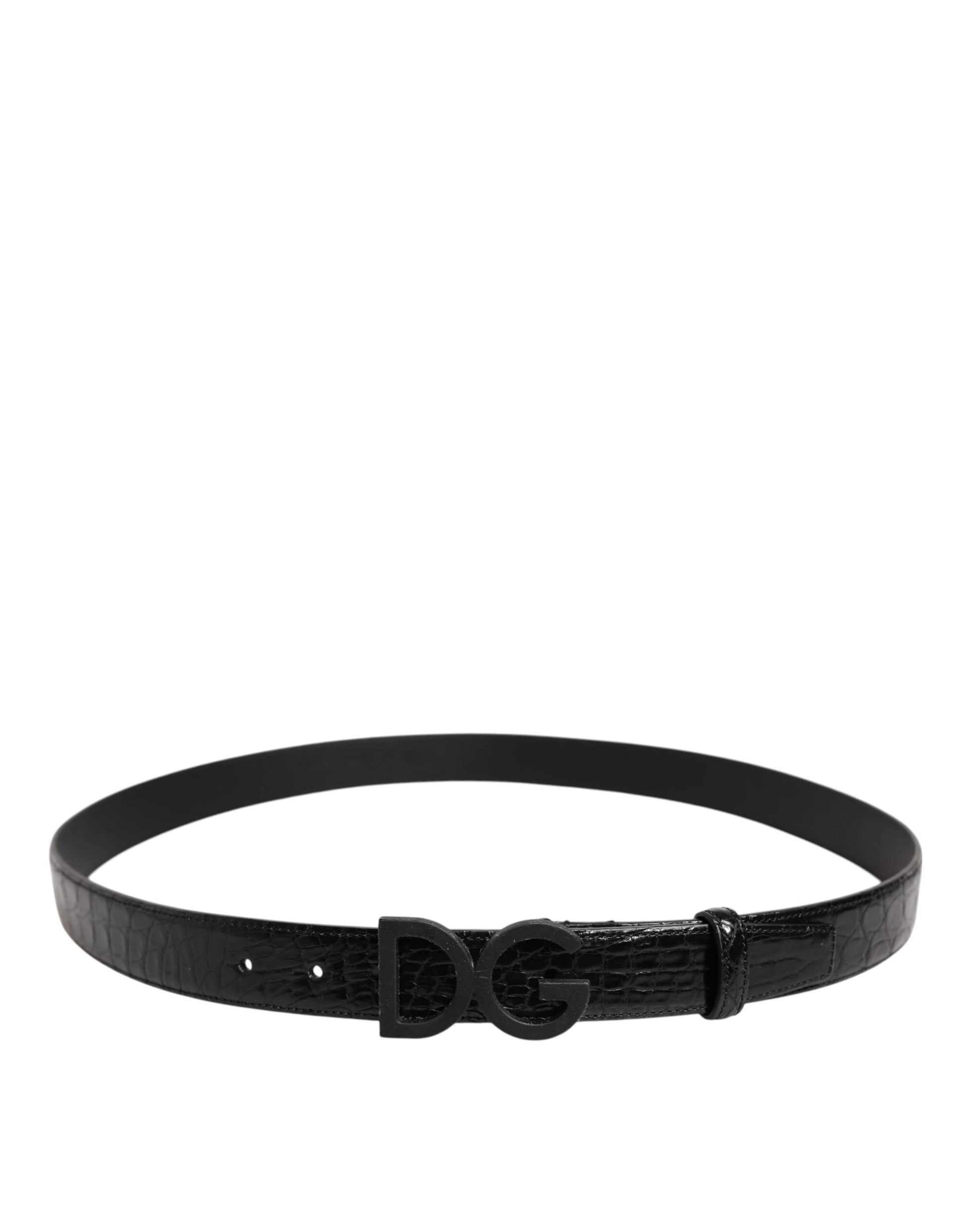 Ceinture classique en cuir noir Dolce &amp; Gabbana avec boucle DG en métal