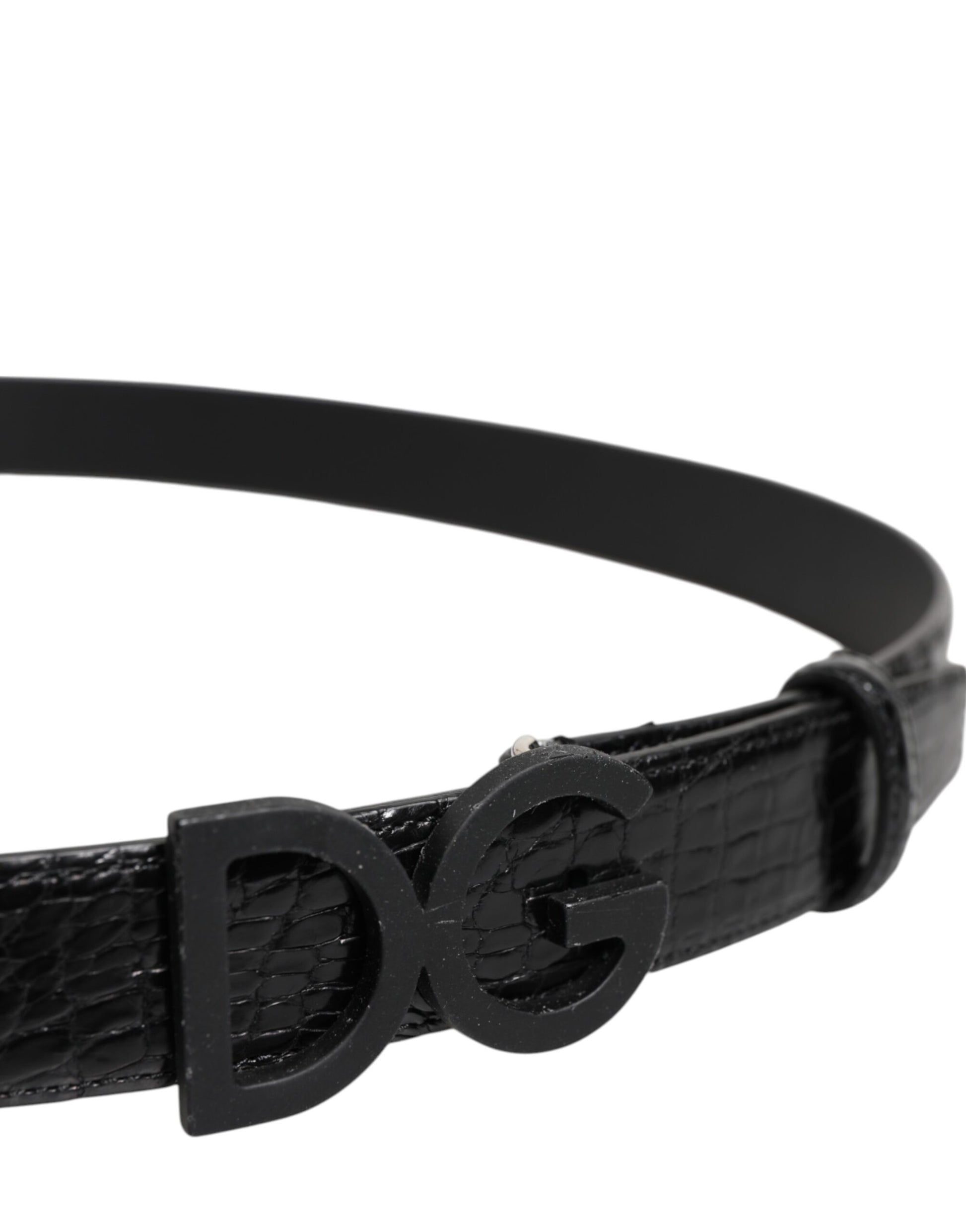 Ceinture classique en cuir noir Dolce &amp; Gabbana avec boucle DG en métal