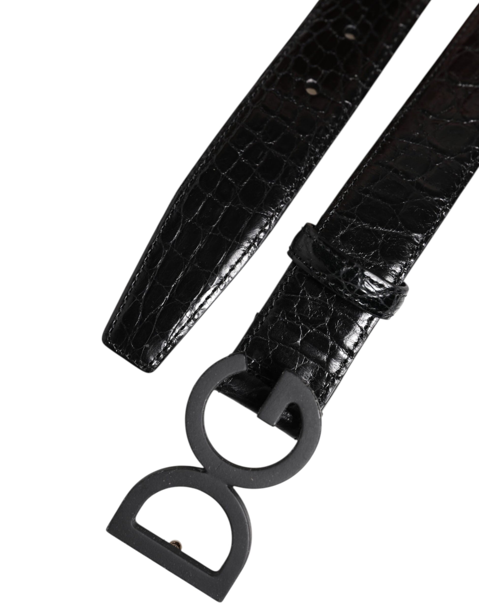 Ceinture classique en cuir noir Dolce &amp; Gabbana avec boucle DG en métal
