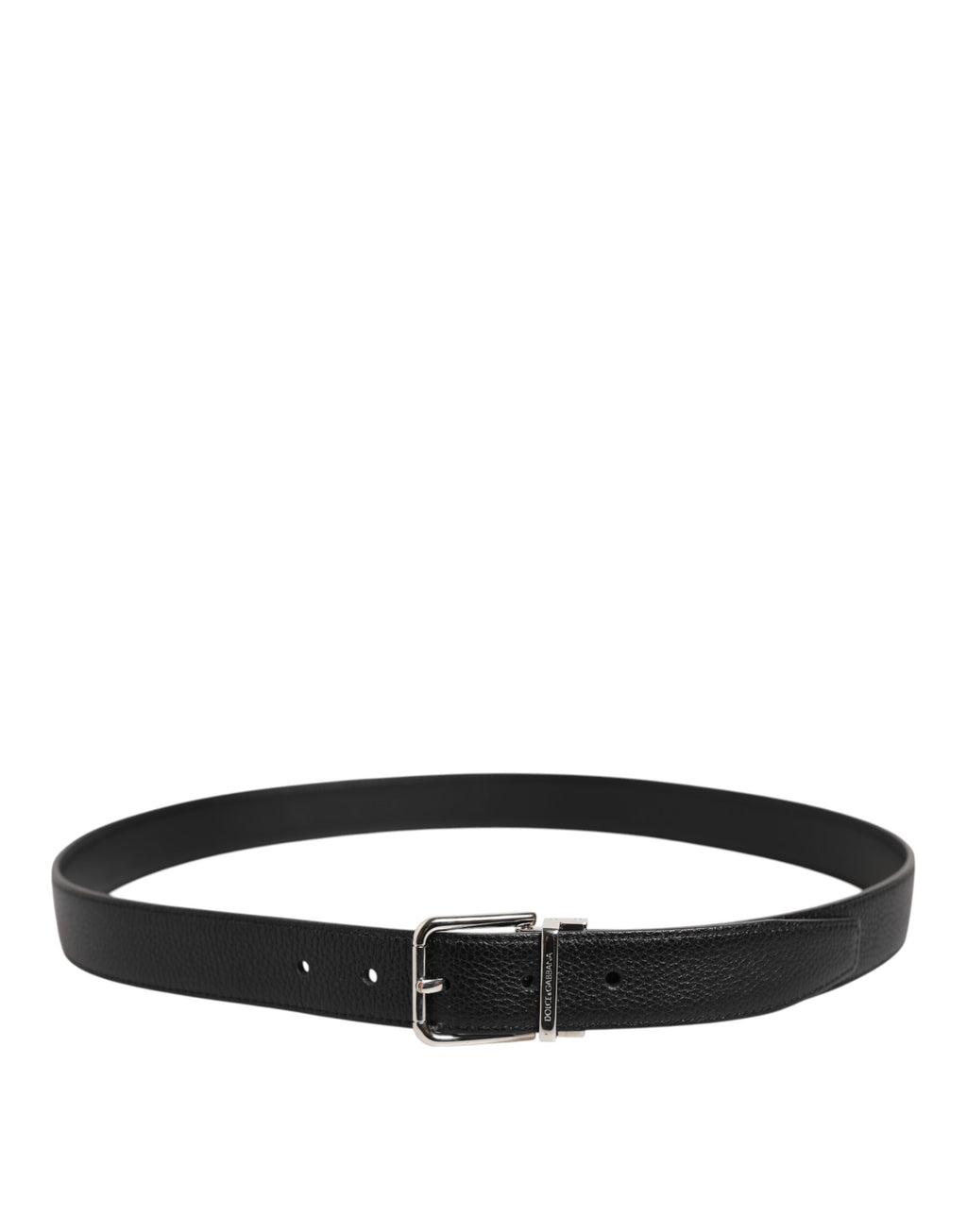 Ceinture Dolce &amp; Gabbana en cuir noir classique avec boucle argentée