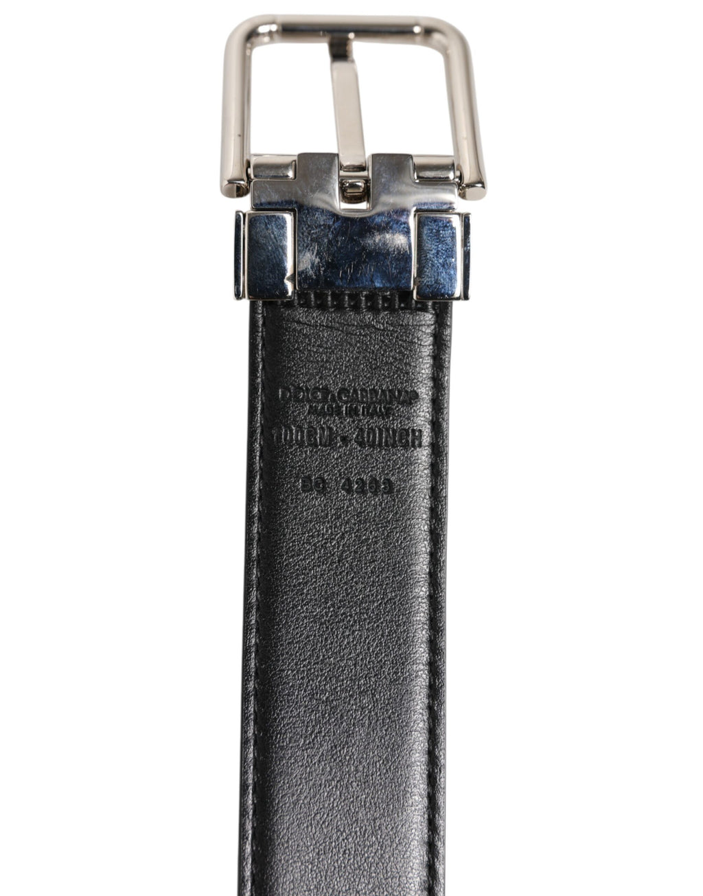 Ceinture Dolce &amp; Gabbana en cuir noir classique avec boucle argentée