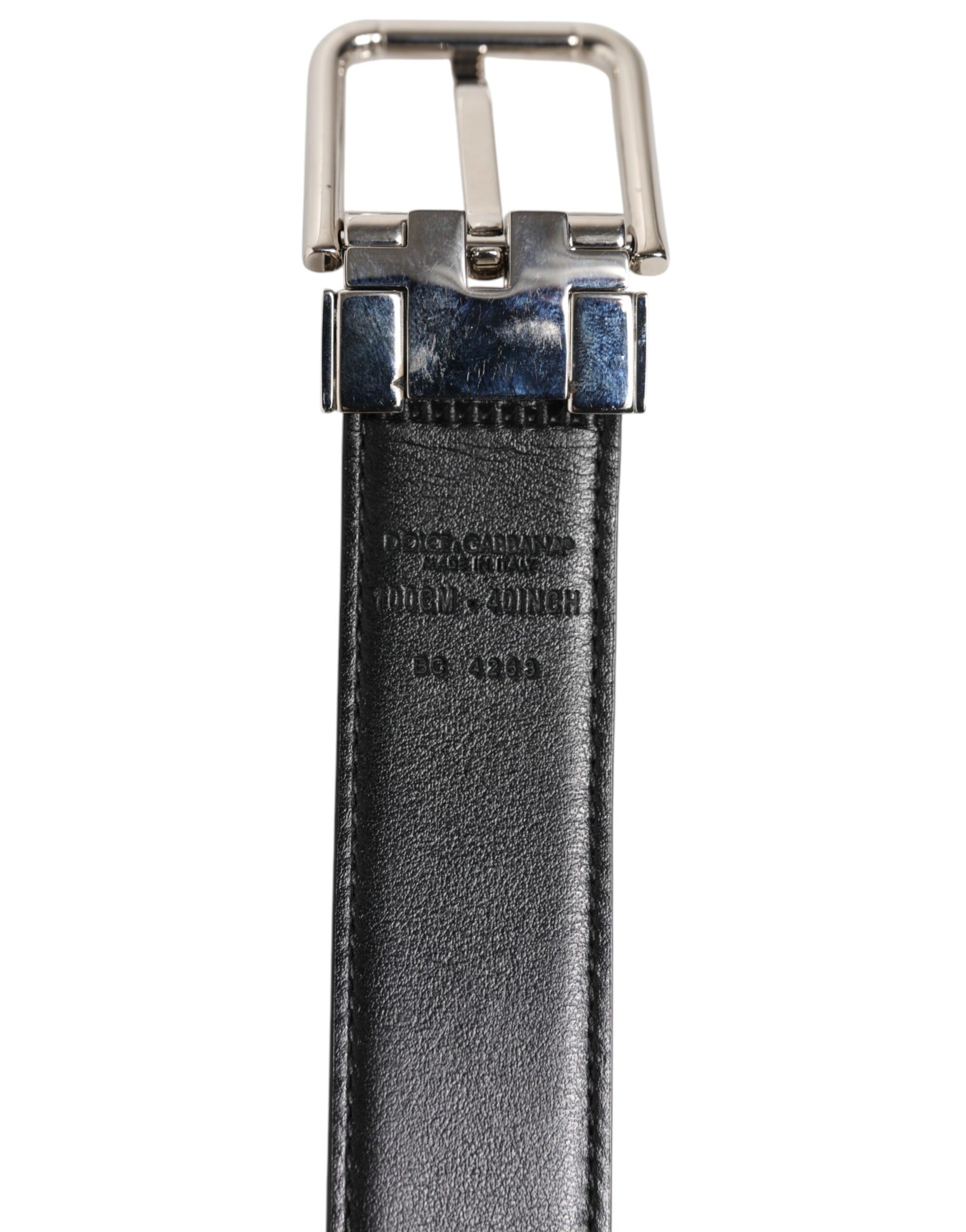 Ceinture Dolce &amp; Gabbana en cuir noir classique avec boucle argentée