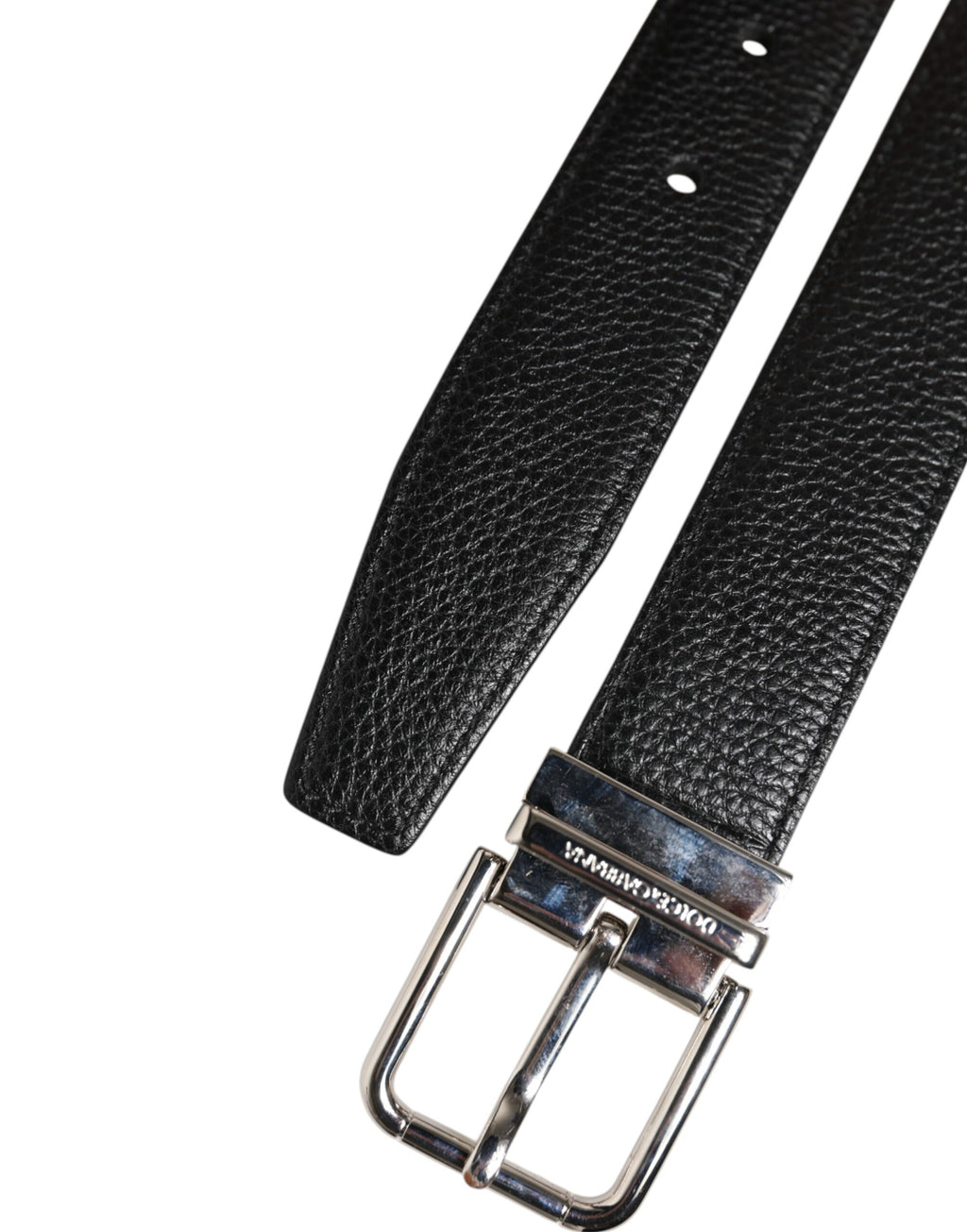 Ceinture Dolce &amp; Gabbana en cuir noir classique avec boucle argentée
