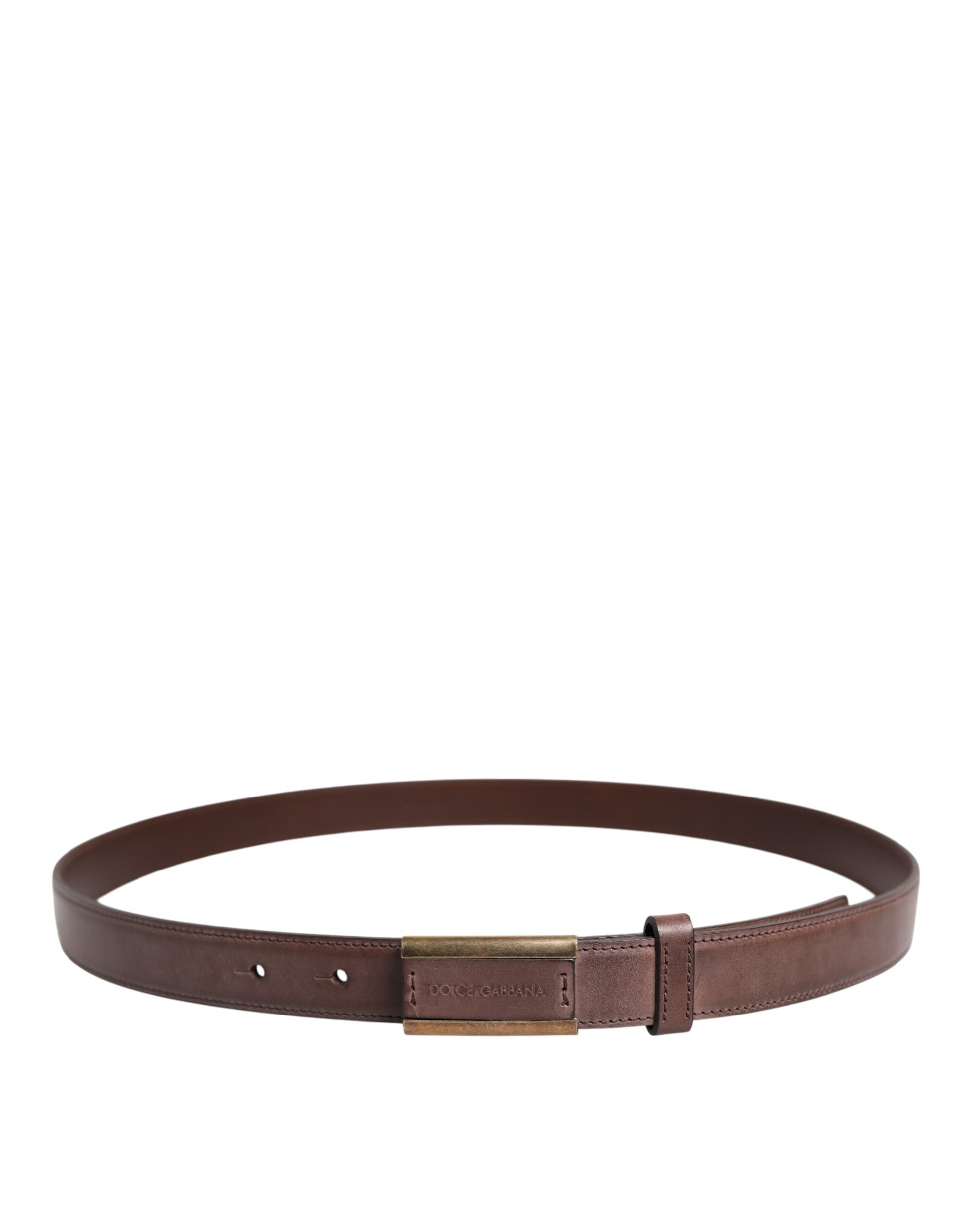 Ceinture Dolce &amp; Gabbana en cuir de veau marron avec boucle antique