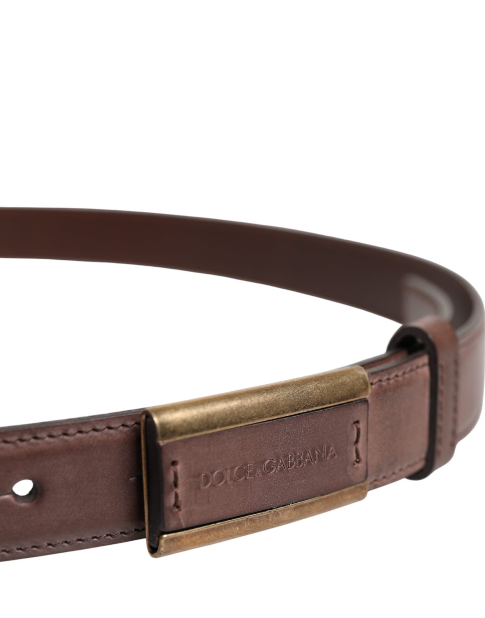 Ceinture Dolce &amp; Gabbana en cuir de veau marron avec boucle antique