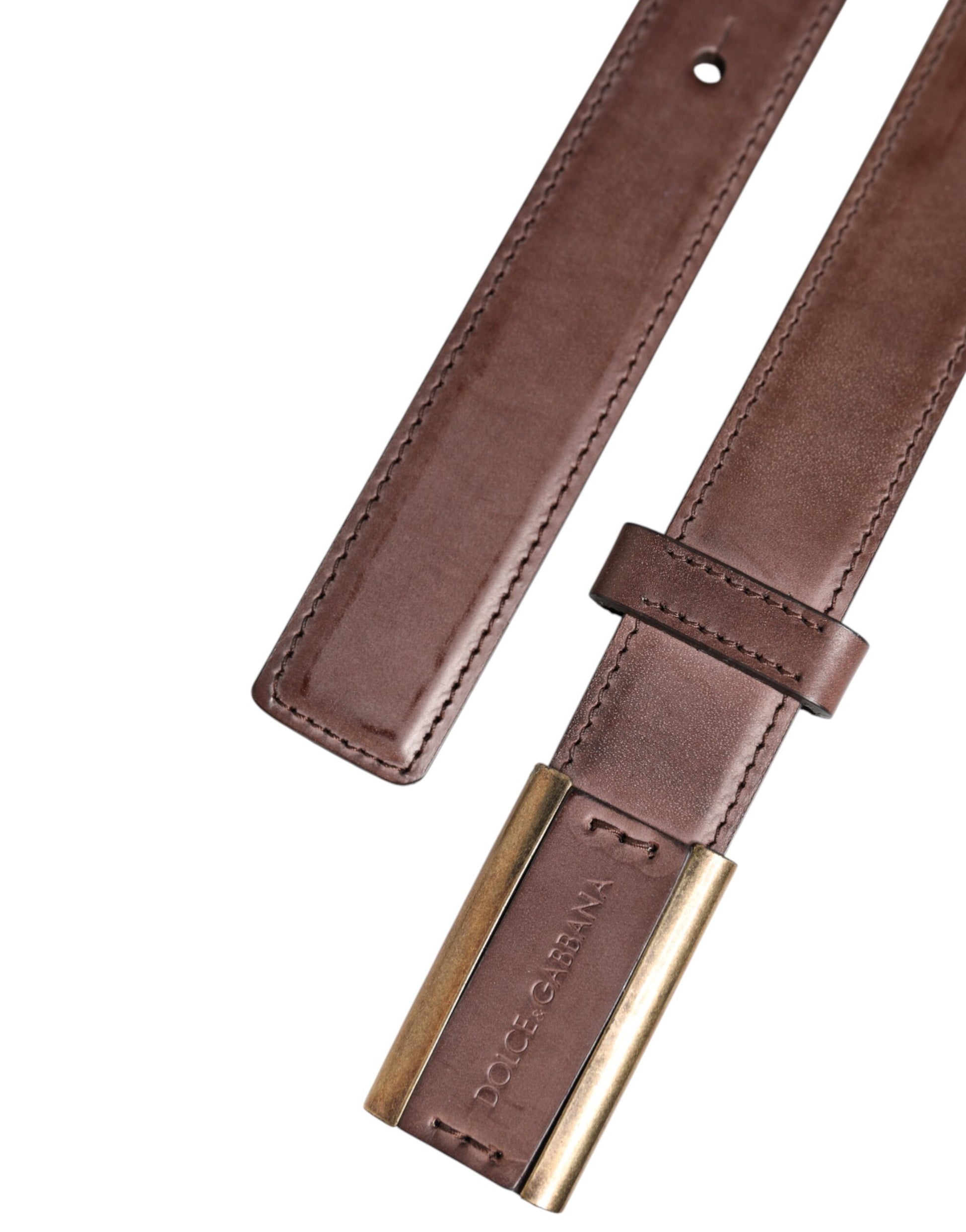 Ceinture Dolce &amp; Gabbana en cuir de veau marron avec boucle antique