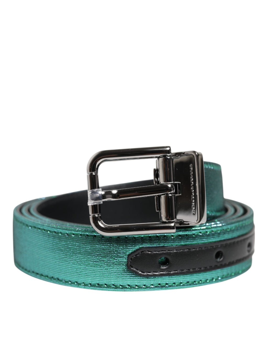 Ceinture Dolce &amp; Gabbana en polyester vert et noir avec boucle en métal
