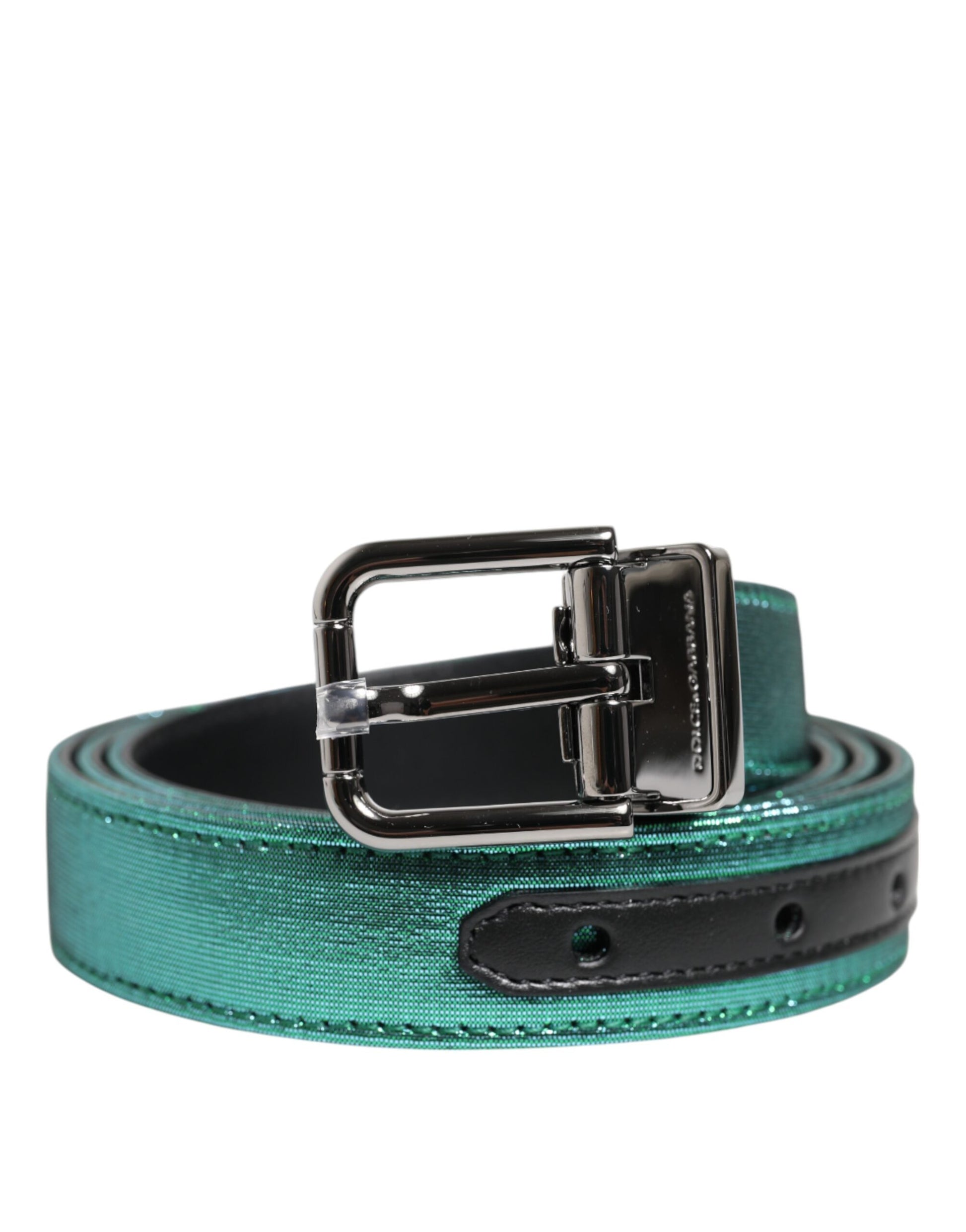 Ceinture Dolce &amp; Gabbana en polyester vert et noir avec boucle en métal