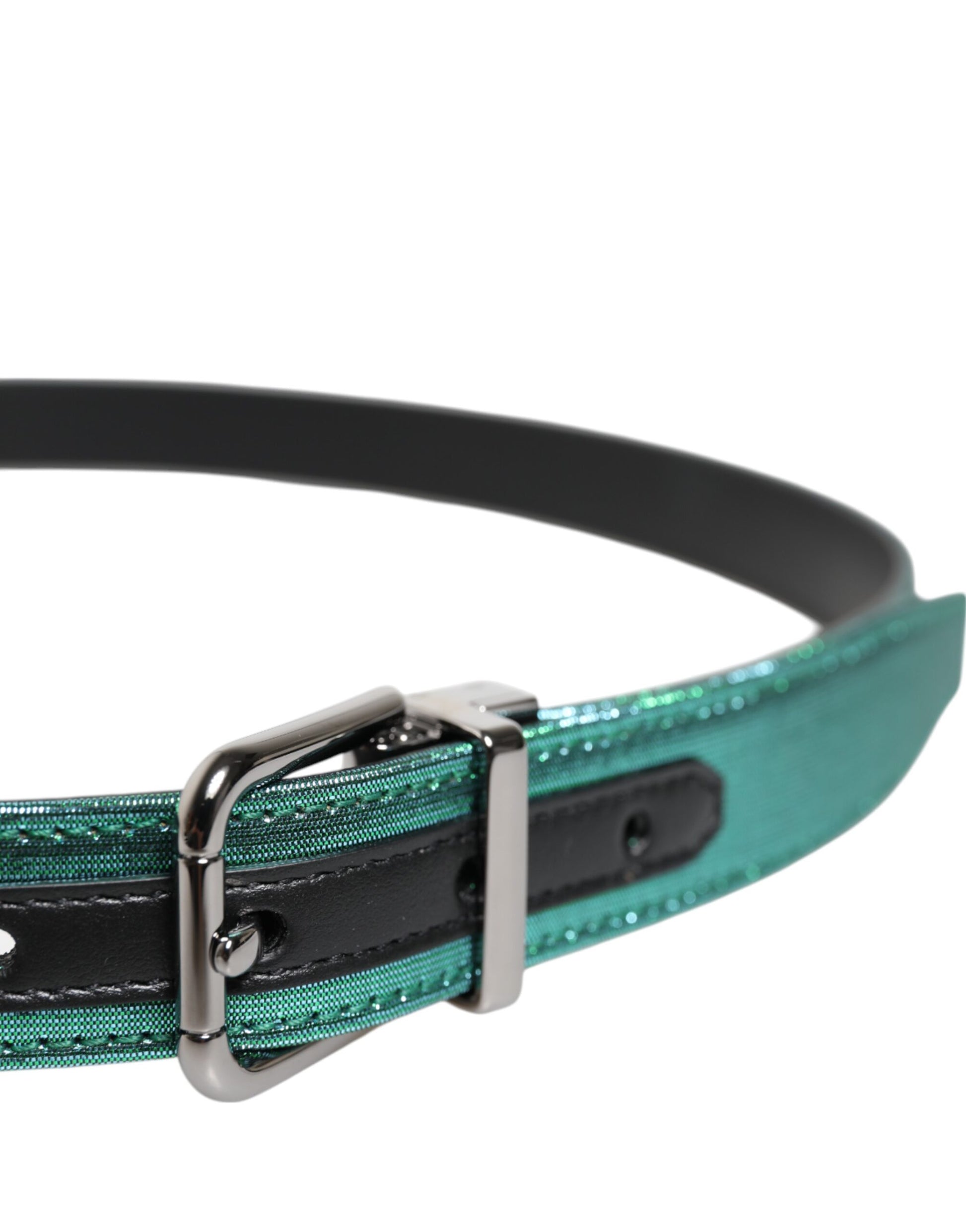 Ceinture Dolce &amp; Gabbana en polyester vert et noir avec boucle en métal