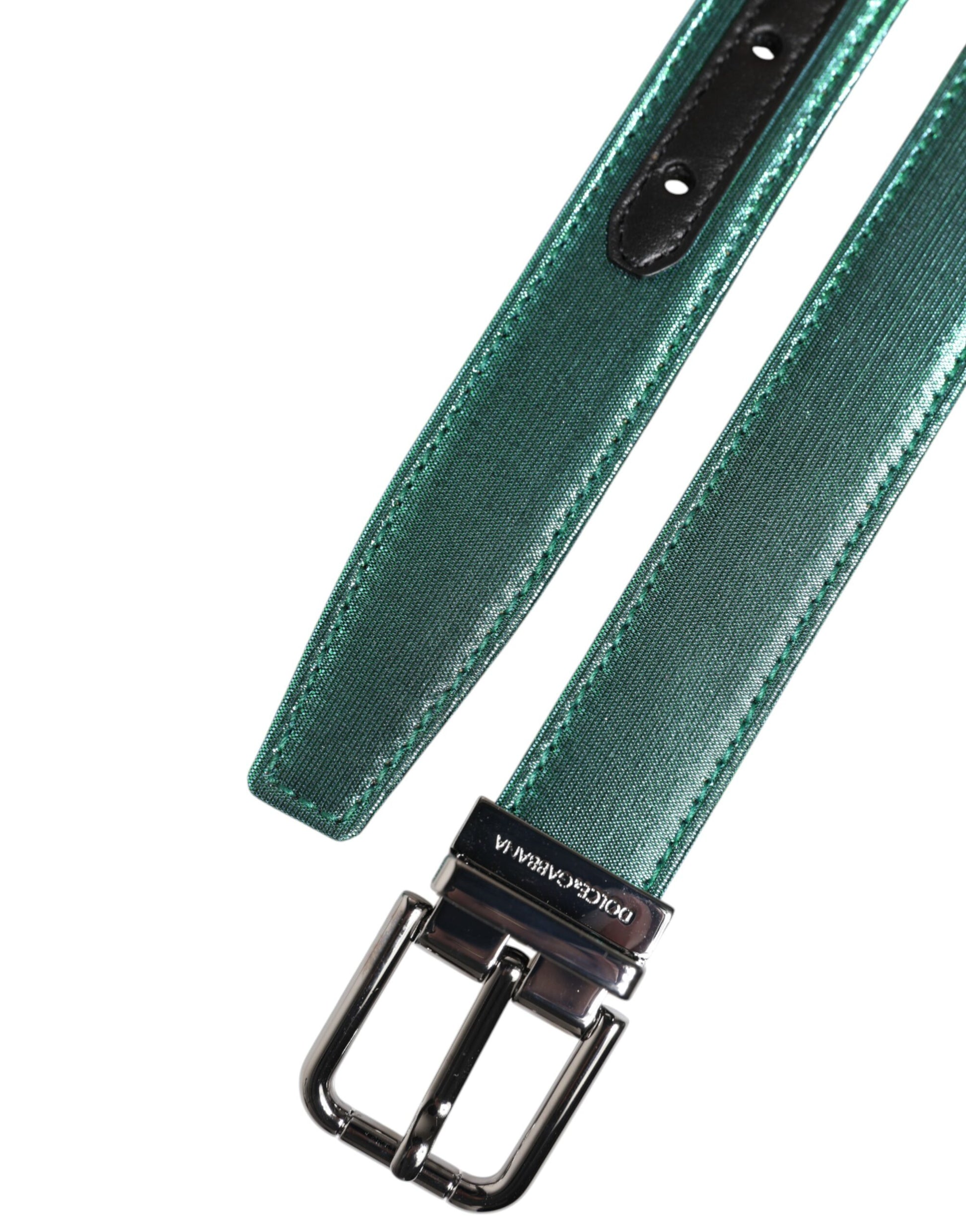 Ceinture Dolce &amp; Gabbana en polyester vert et noir avec boucle en métal
