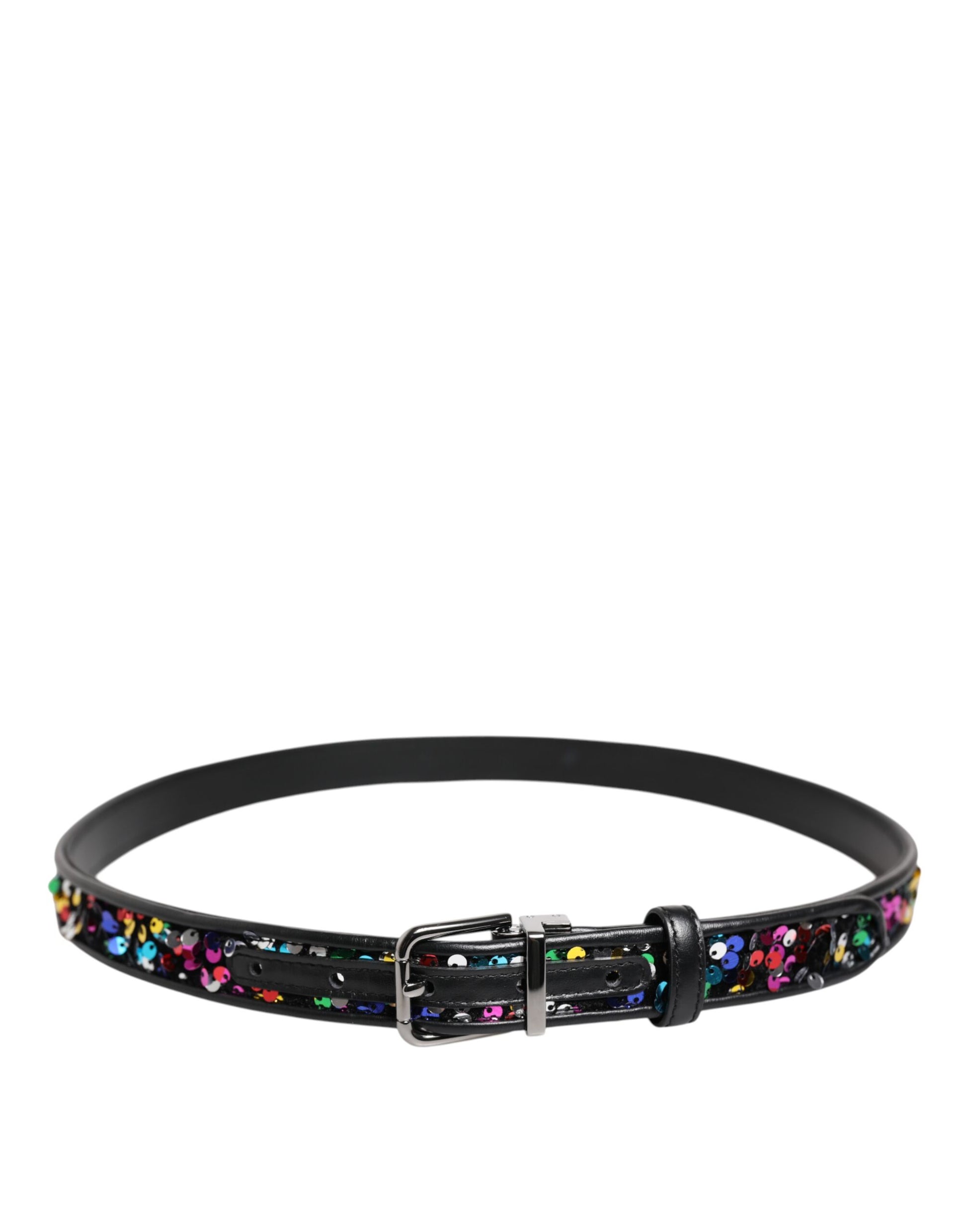 Ceinture à boucle en métal ornée de sequins noirs Dolce &amp; Gabbana