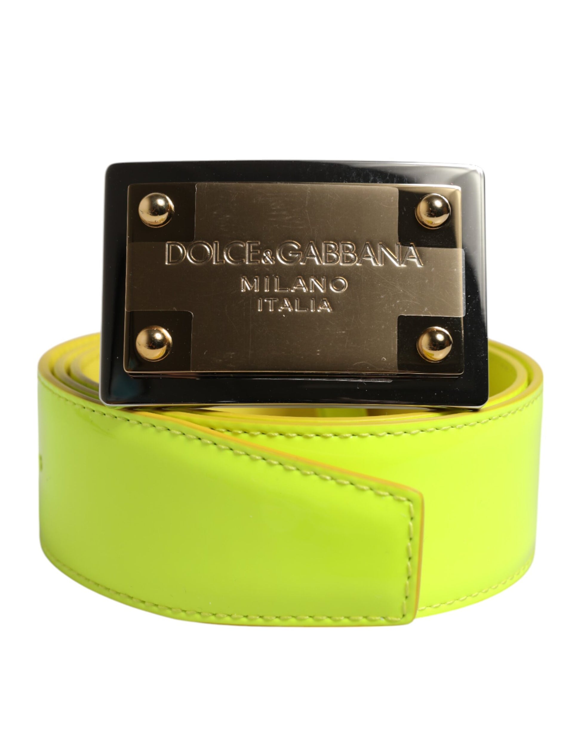 Ceinture classique à boucle en métal jaune et vert Dolce &amp; Gabbana