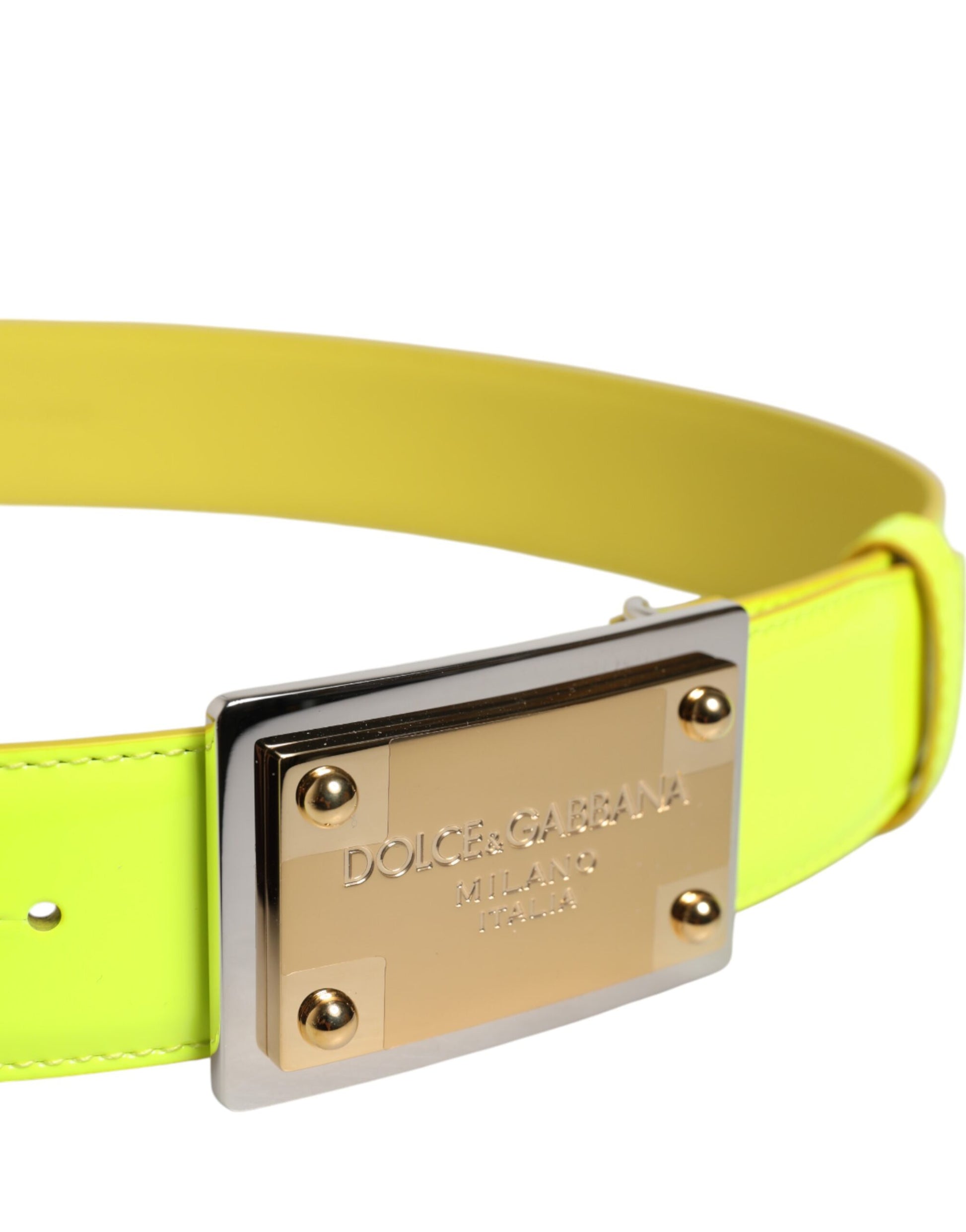 Ceinture classique à boucle en métal jaune et vert Dolce &amp; Gabbana