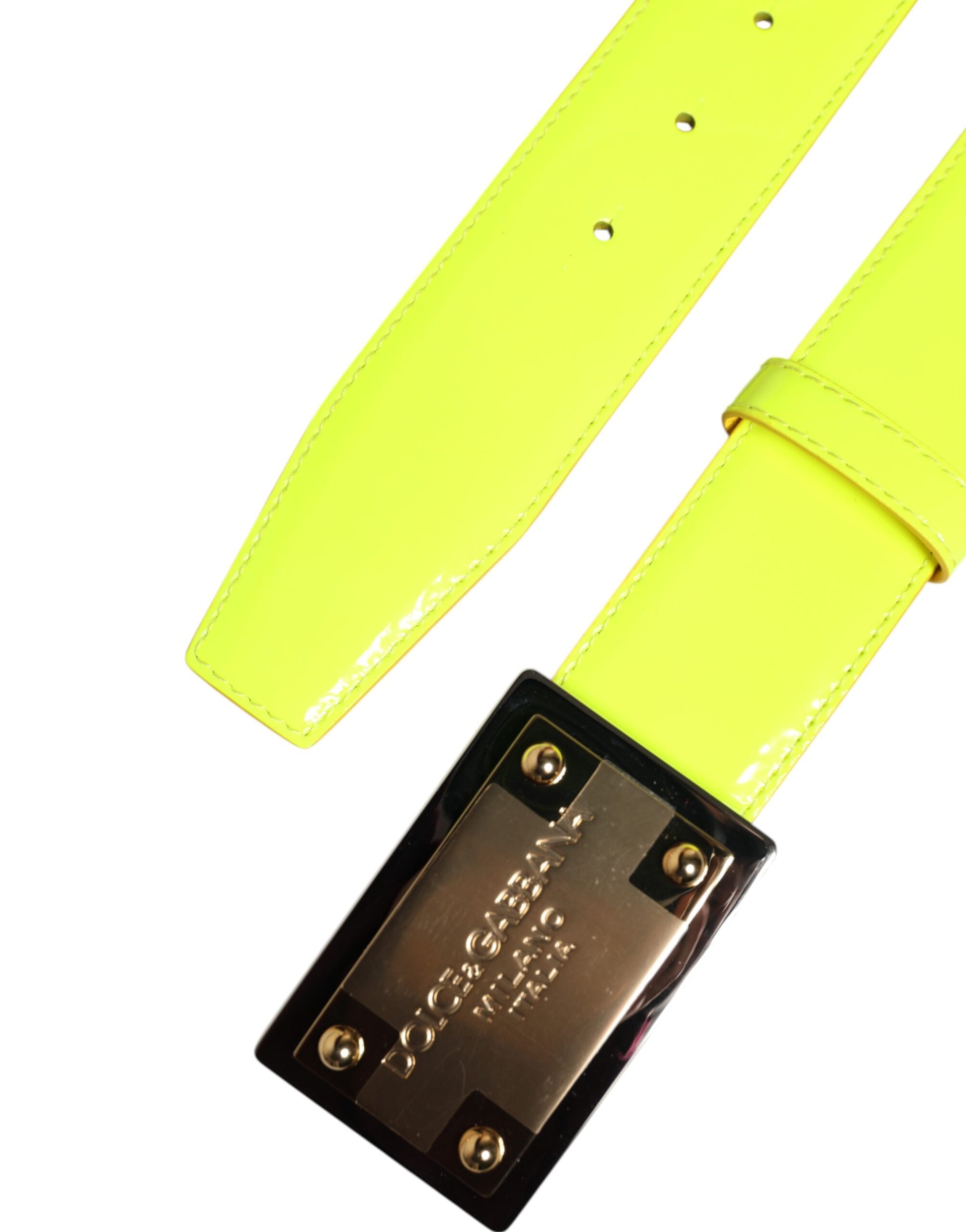 Ceinture classique à boucle en métal jaune et vert Dolce &amp; Gabbana