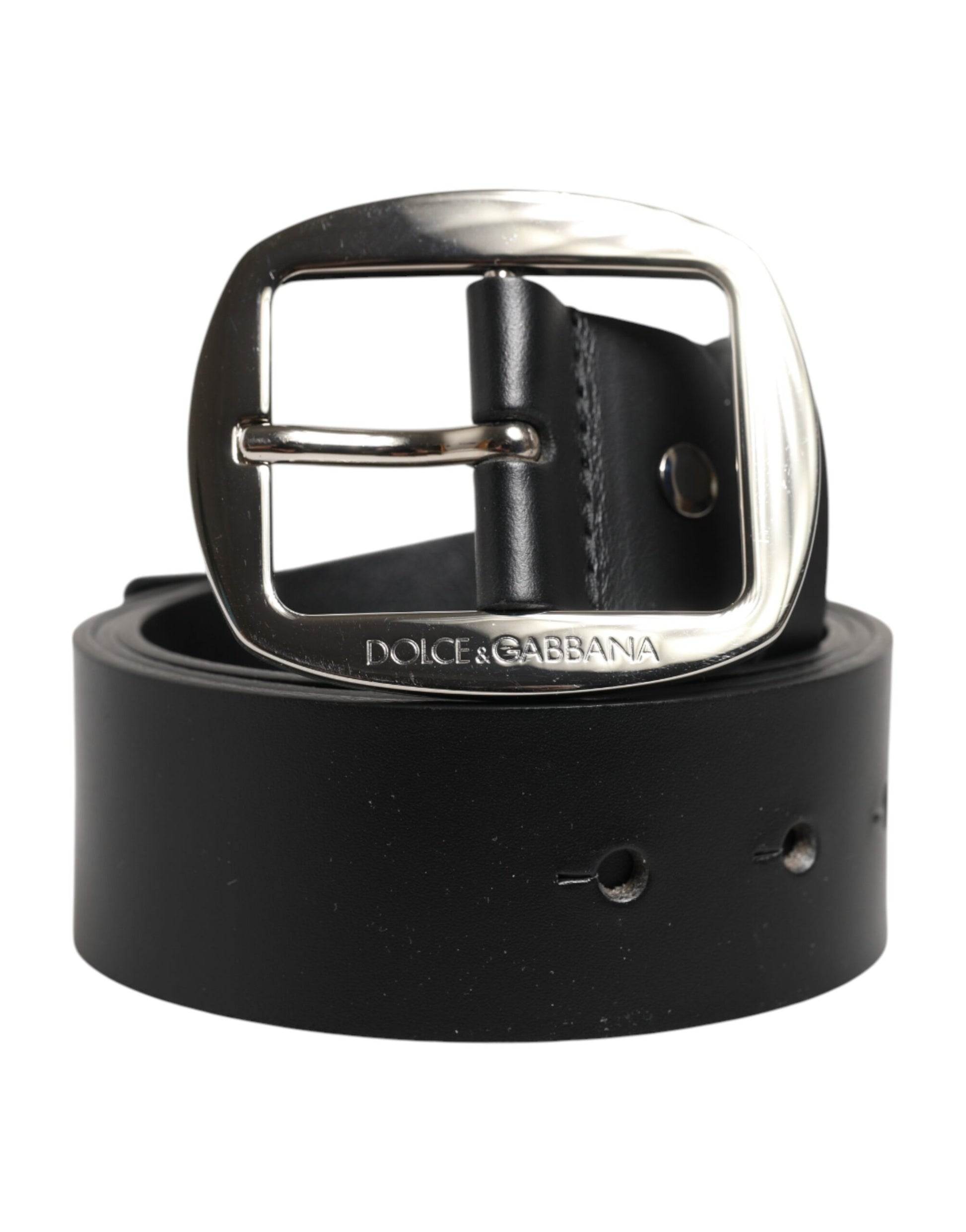 Ceinture classique en cuir noir Dolce &amp; Gabbana avec boucle en métal