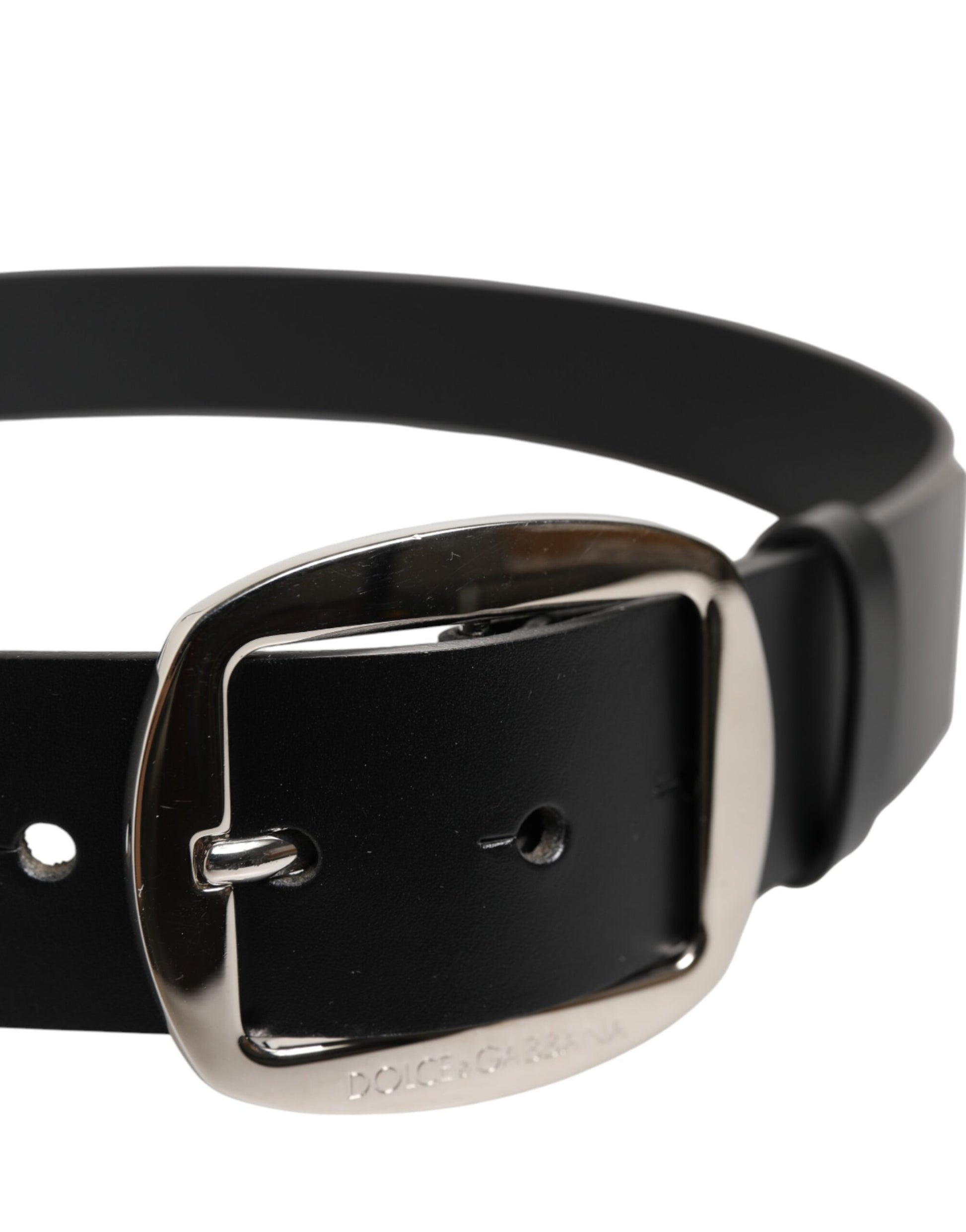 Ceinture classique en cuir noir Dolce &amp; Gabbana avec boucle en métal
