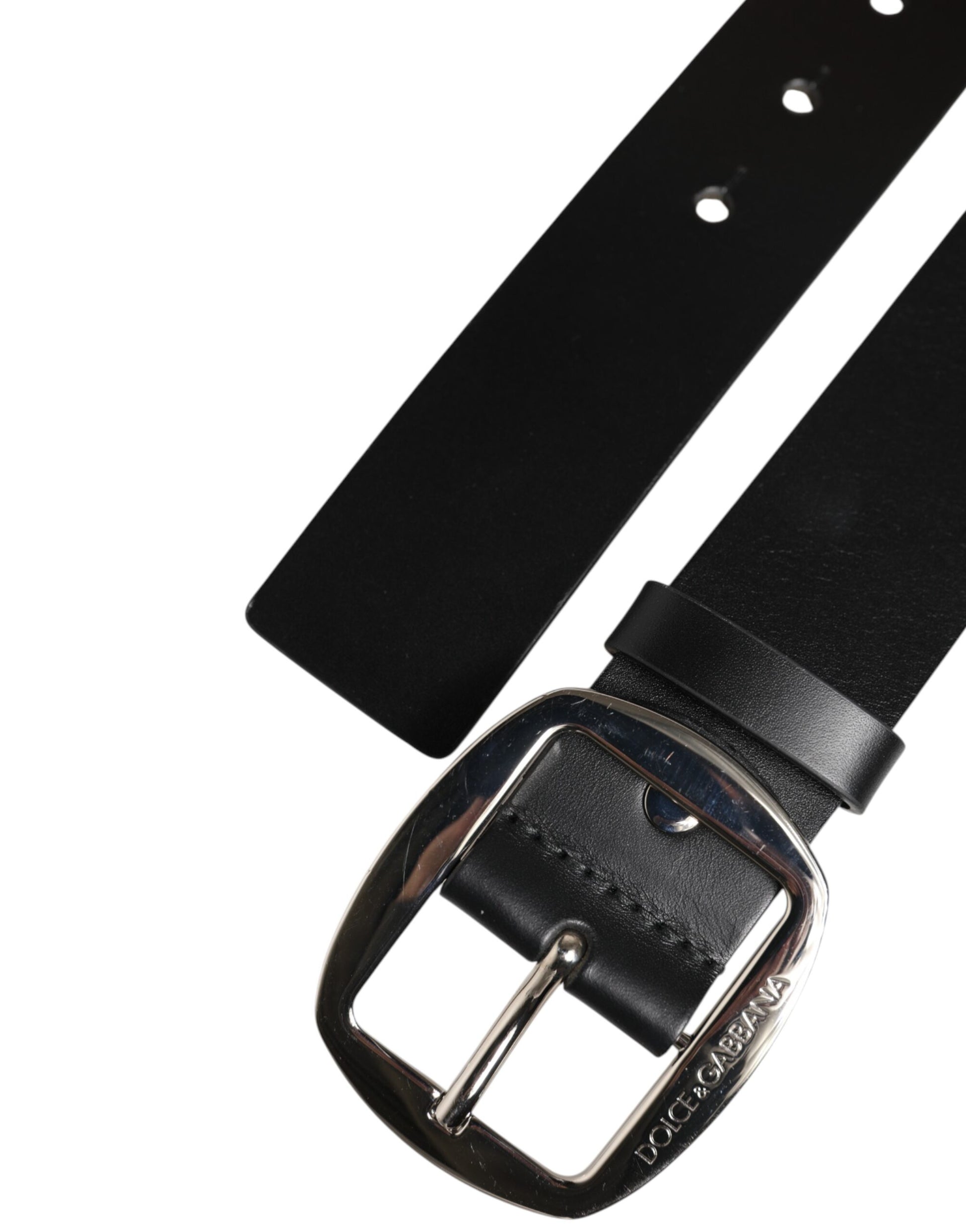 Ceinture classique en cuir noir Dolce &amp; Gabbana avec boucle en métal