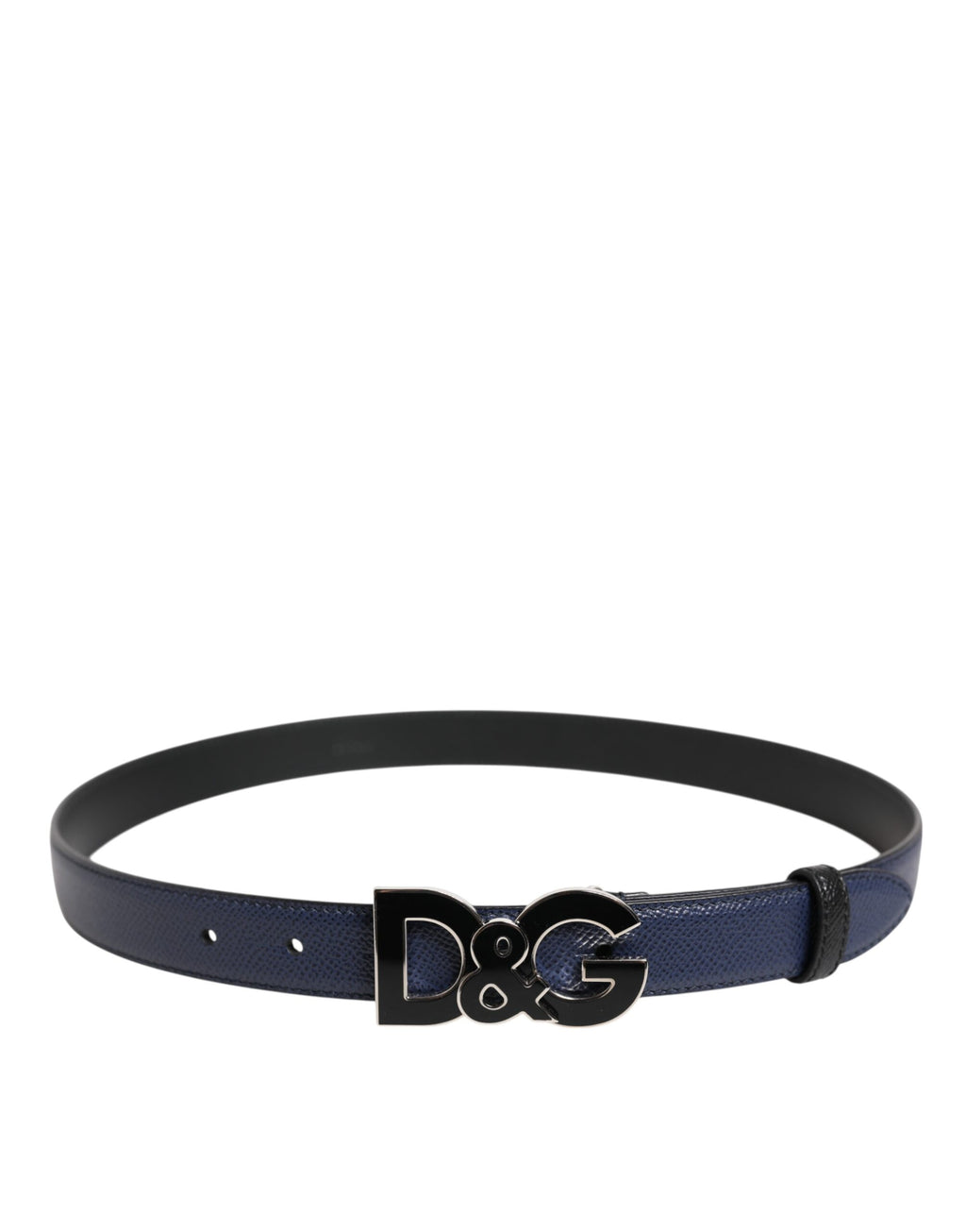 Ceinture classique en cuir bleu Dolce &amp; Gabbana avec boucle en métal et logo DG