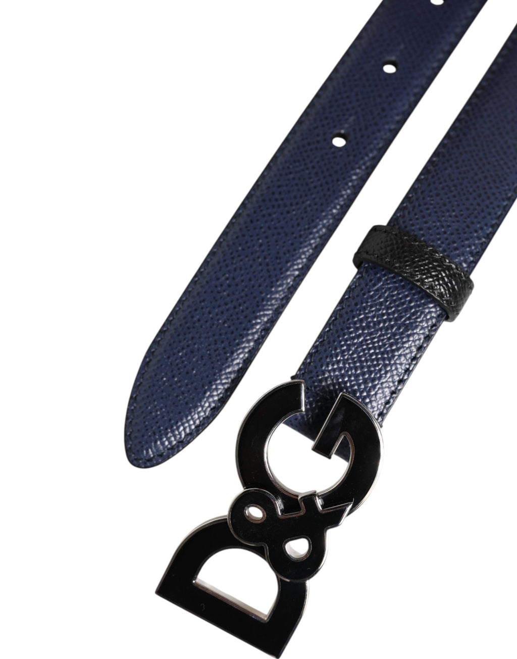 Ceinture classique en cuir bleu Dolce &amp; Gabbana avec boucle en métal et logo DG
