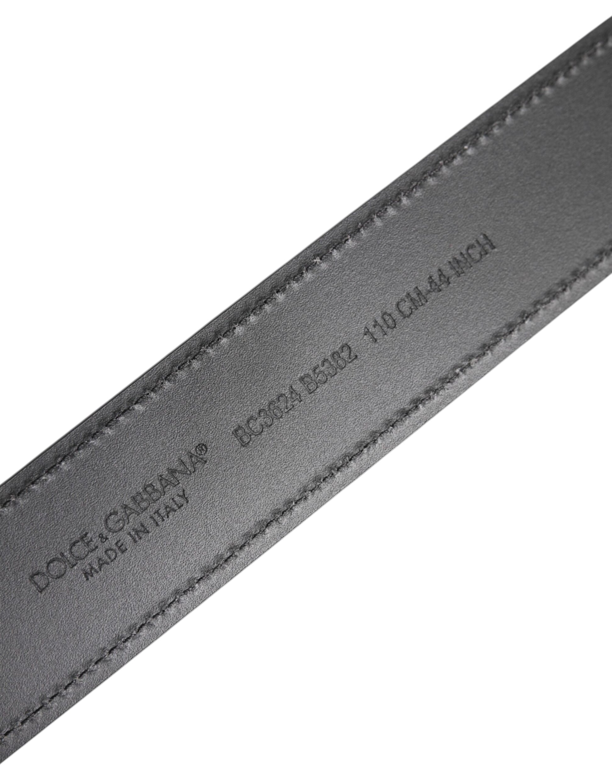 Ceinture classique en cuir noir Dolce &amp; Gabbana avec boucle en métal et logo