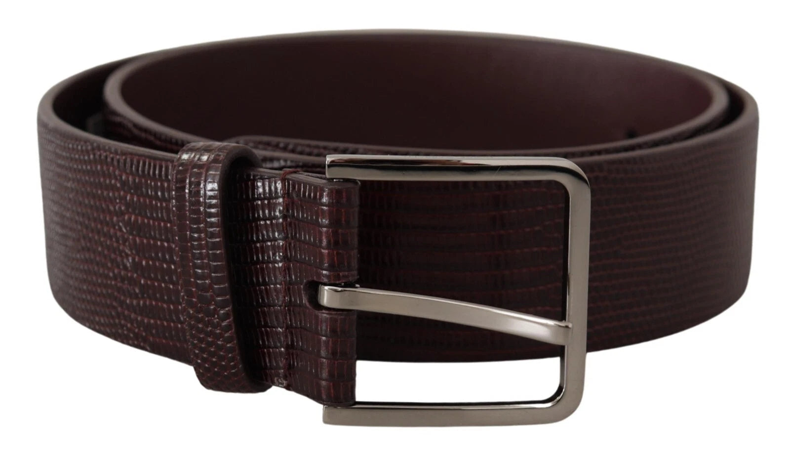 Ceinture Dolce &amp; Gabbana en cuir de veau marron foncé avec boucle en métal et logo argenté