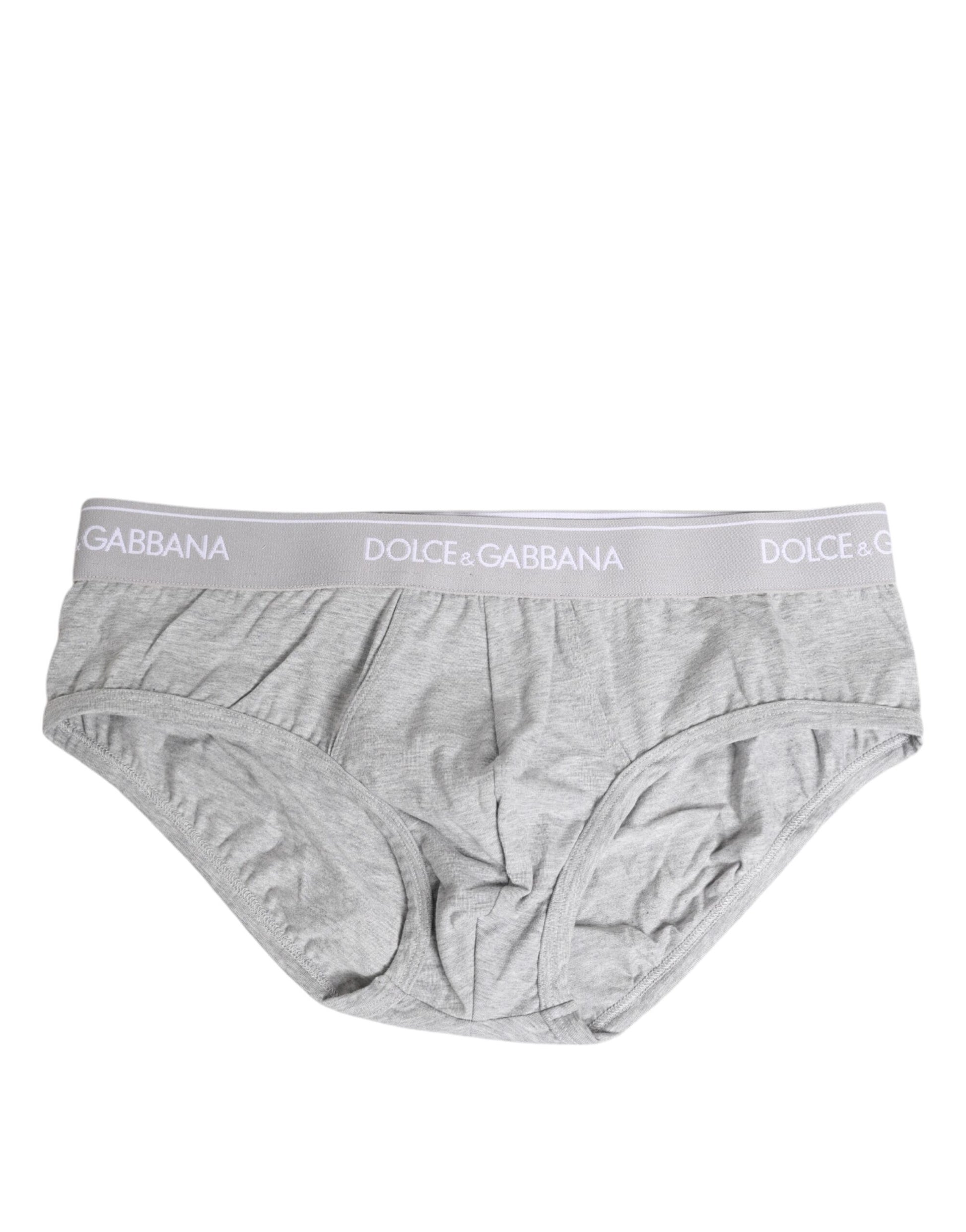 Sous-vêtement régulier en coton stretch gris Dolce &amp; Gabbana