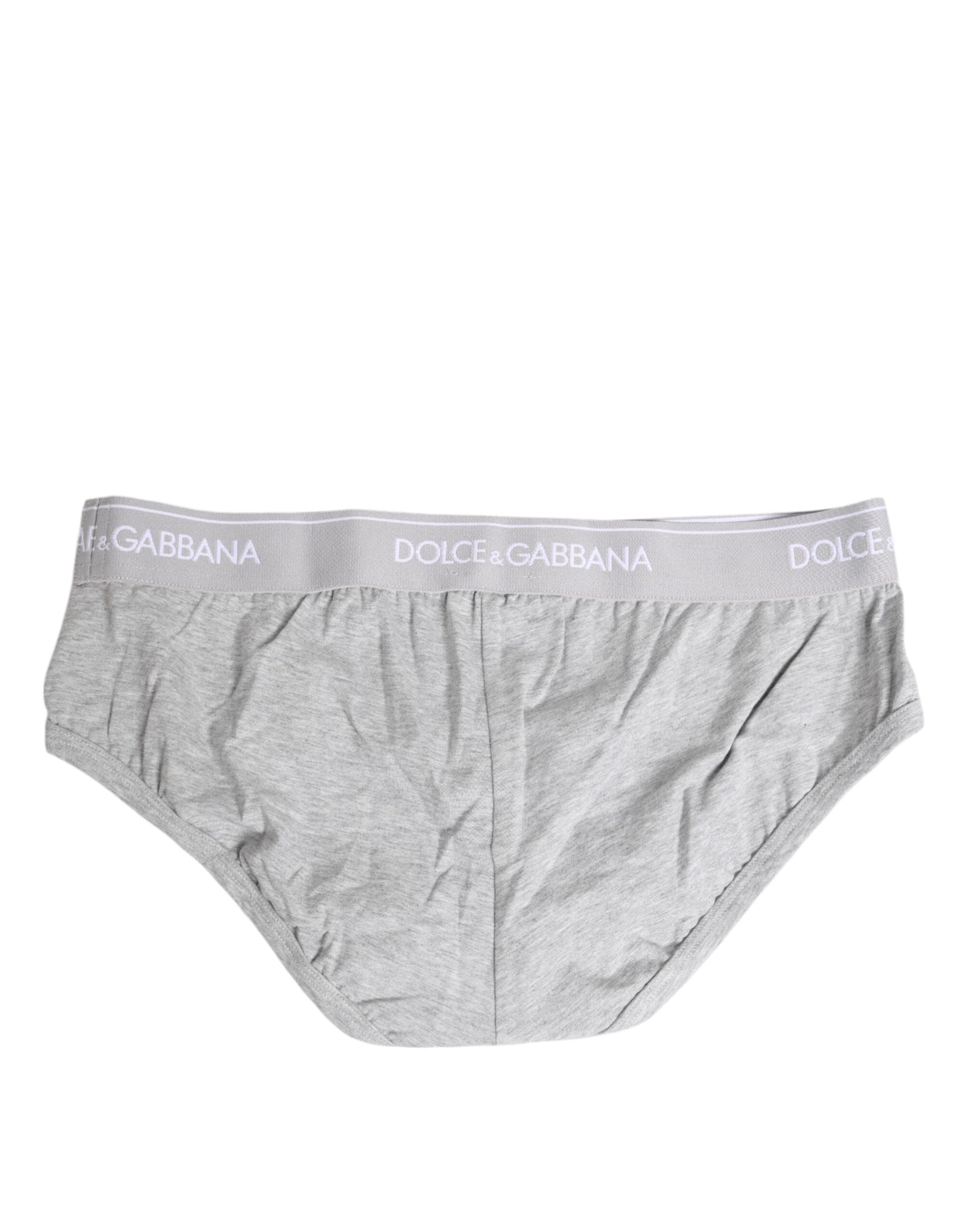 Sous-vêtement régulier en coton stretch gris Dolce &amp; Gabbana