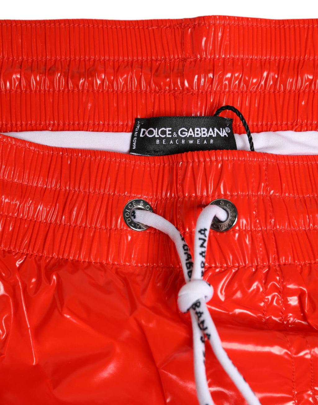 Maillots de bain Dolce &amp; Gabbana en nylon rouge avec cordon de serrage