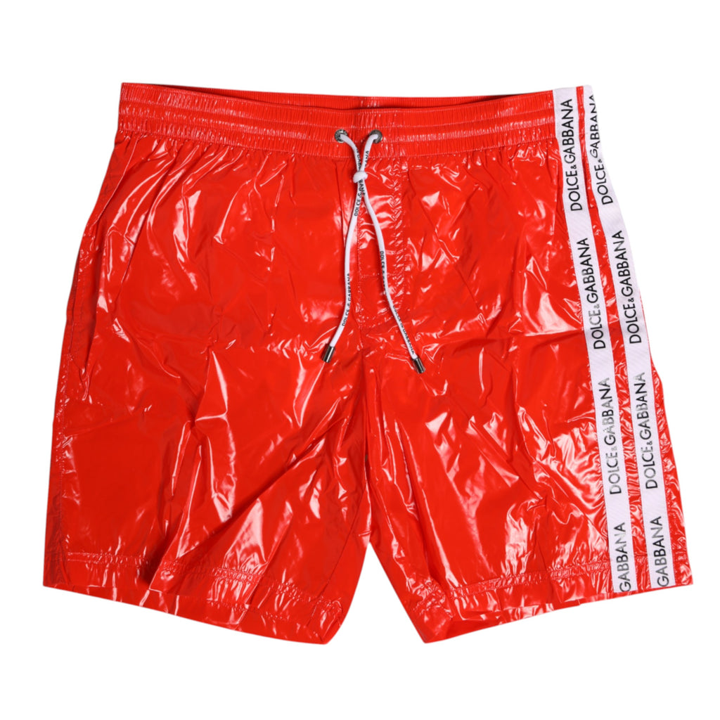 Maillots de bain Dolce &amp; Gabbana en nylon rouge avec cordon de serrage