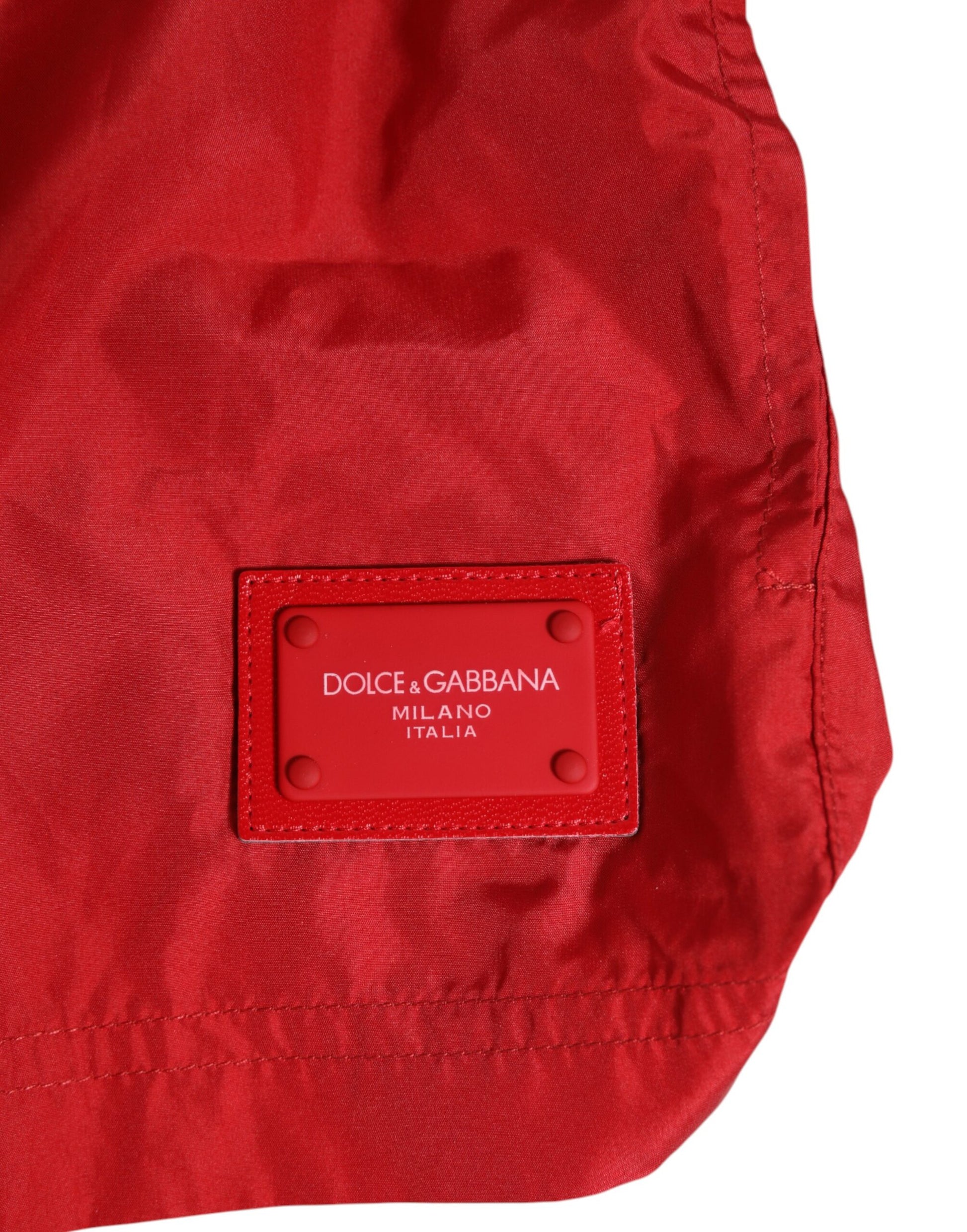 Dolce & Gabbana Red Drawstring Beachwear Men Shorts Swimwear