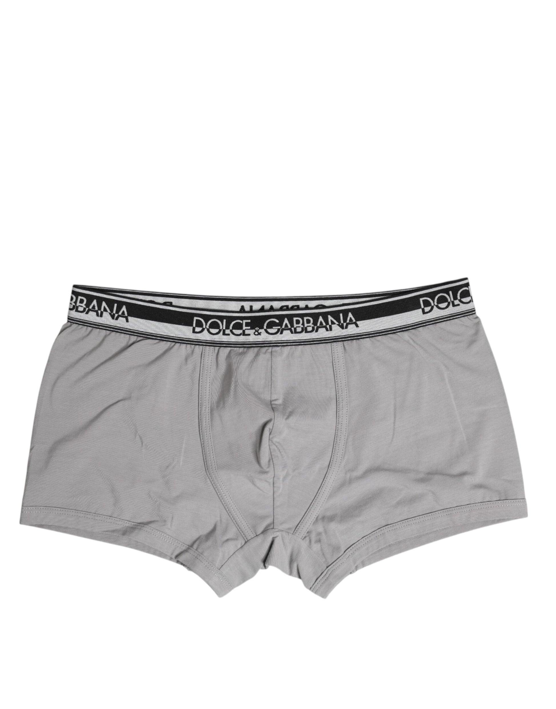 Boxer classique en coton stretch gris Dolce &amp; Gabbana