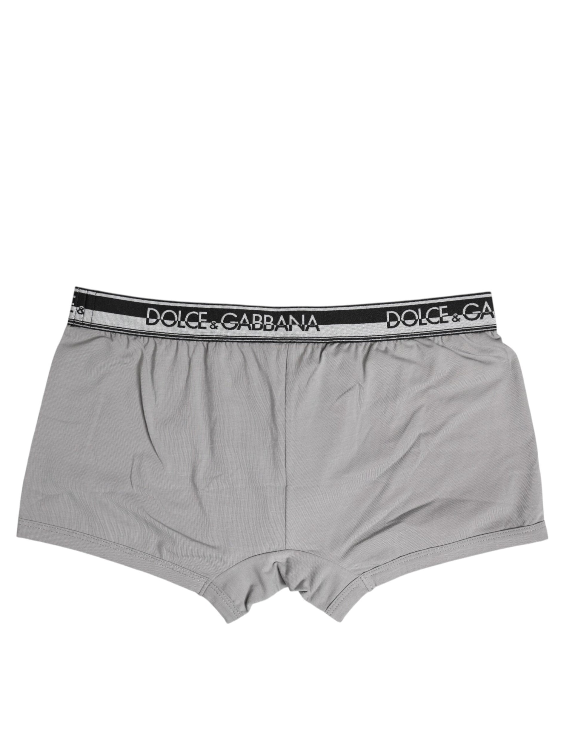 Boxer classique en coton stretch gris Dolce &amp; Gabbana