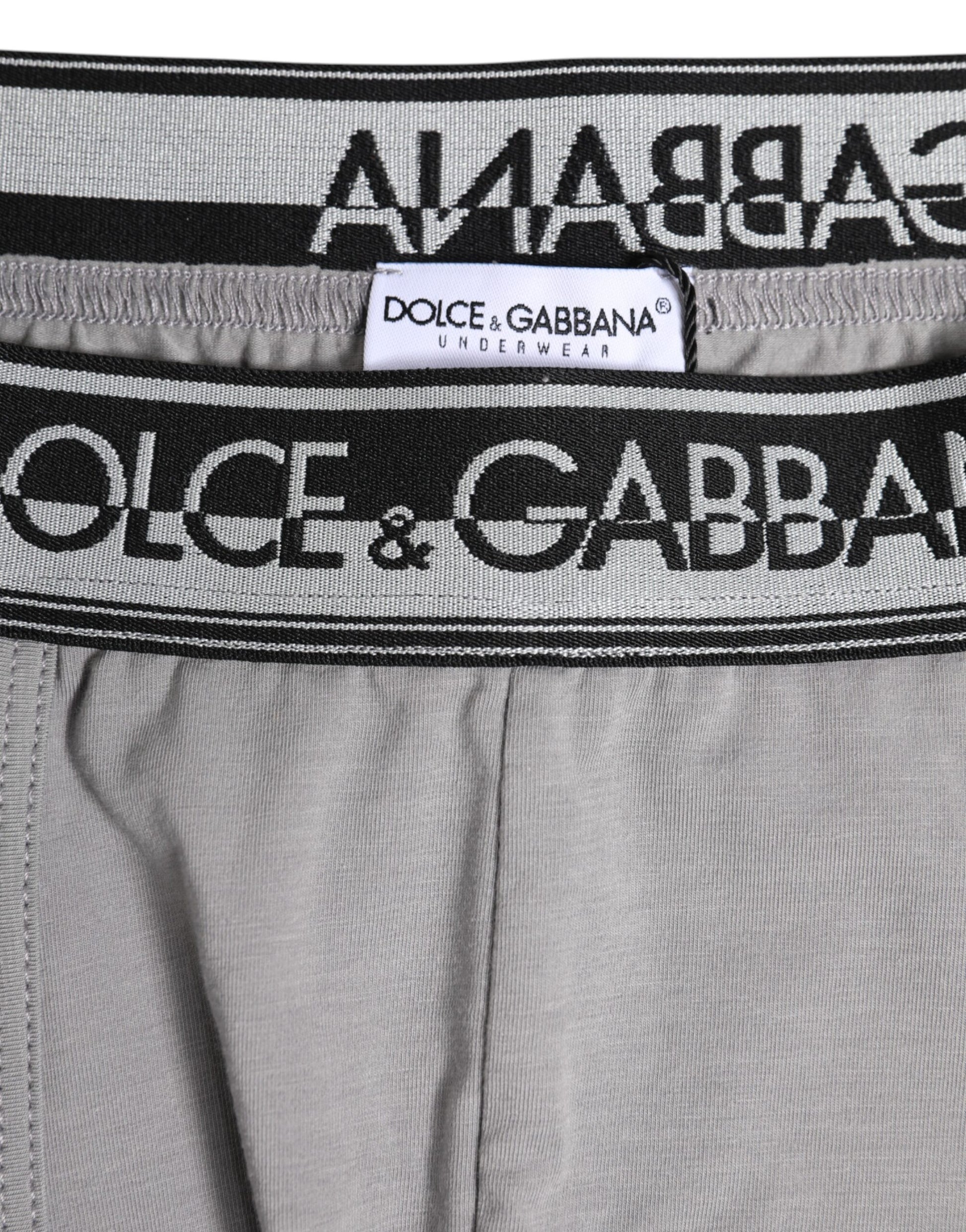 Boxer classique en coton stretch gris Dolce &amp; Gabbana