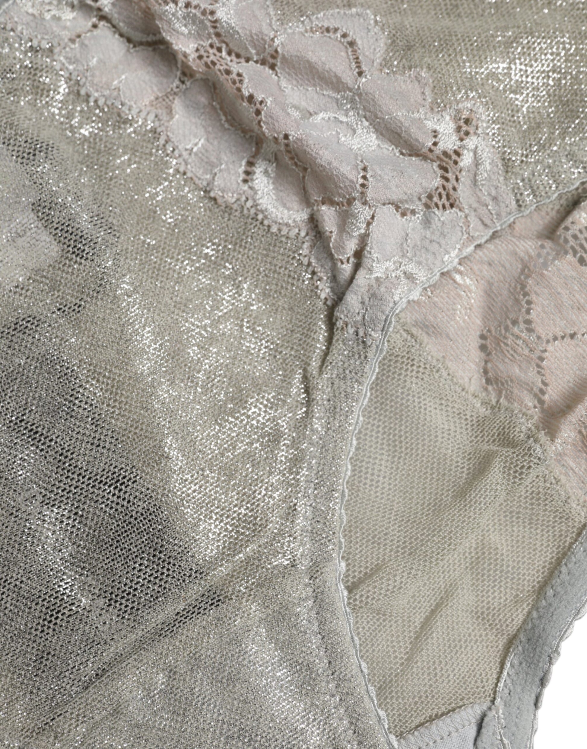 Culotte taille haute en coton gris à dentelle florale Dolce &amp; Gabbana