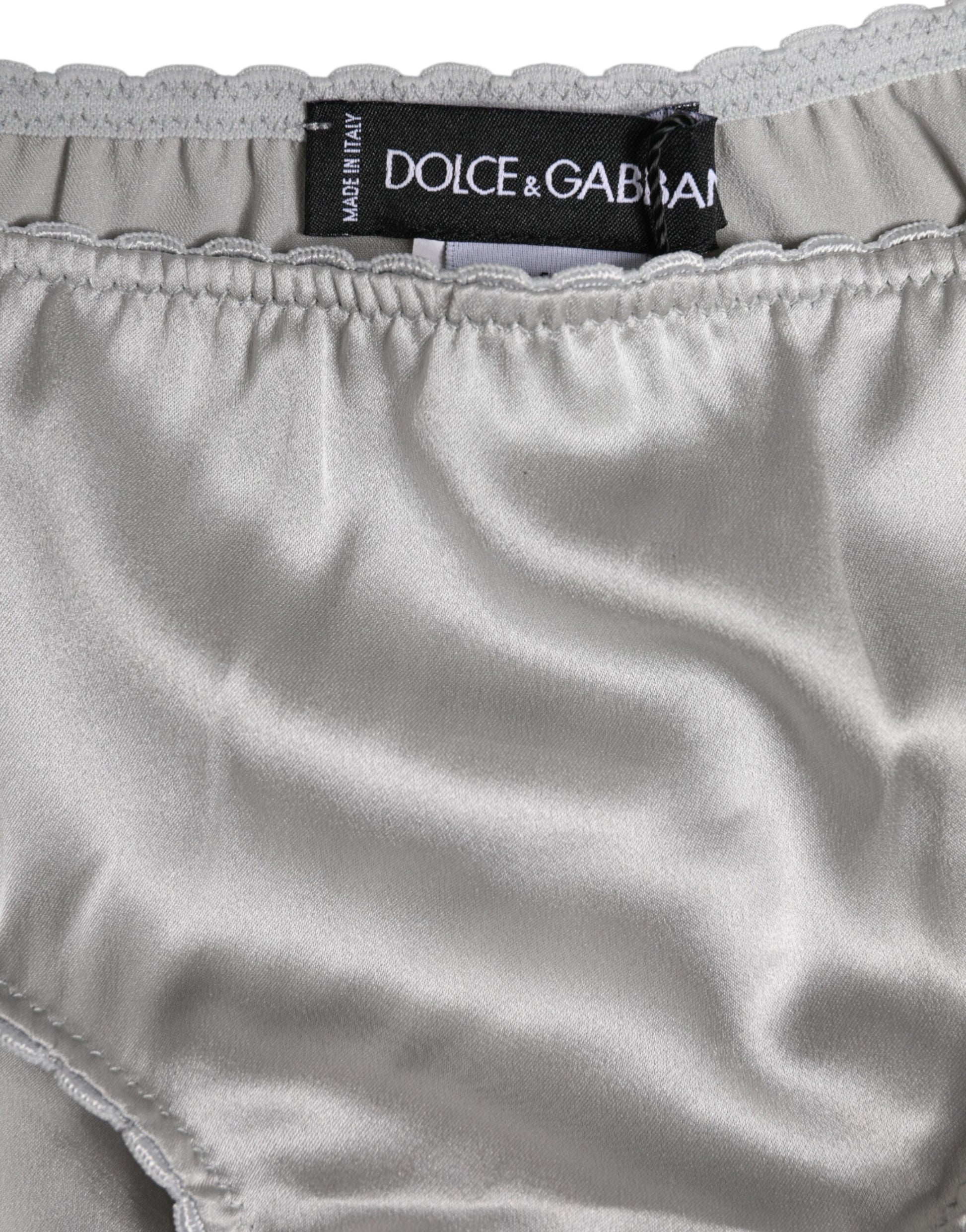 Culotte taille basse en soie extensible grise Dolce &amp; Gabbana
